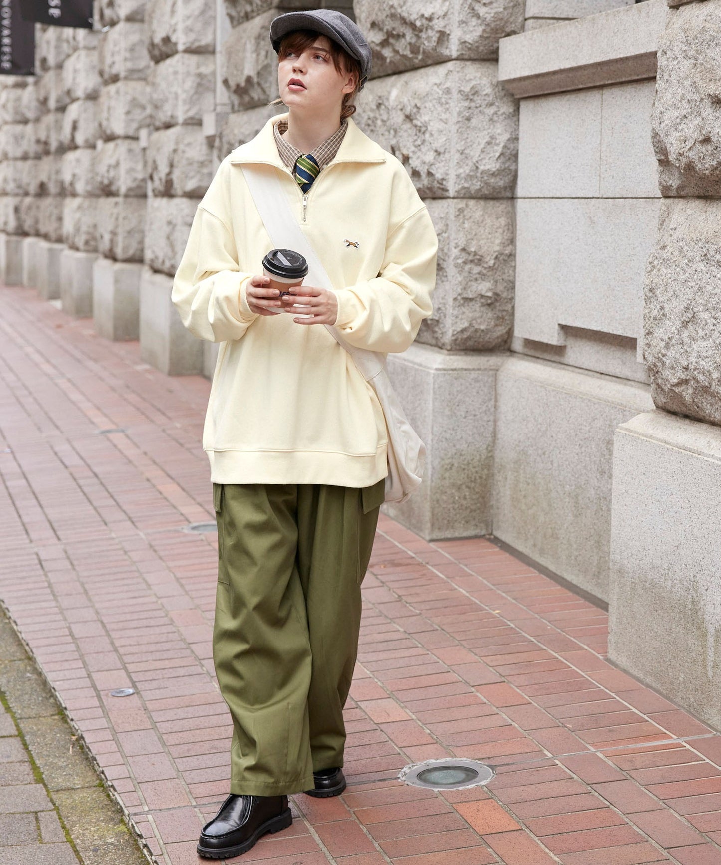 PENNEYS THE FOX Logo 狐狸刺繡LOGO寬版高領半拉鍊休閒上衣