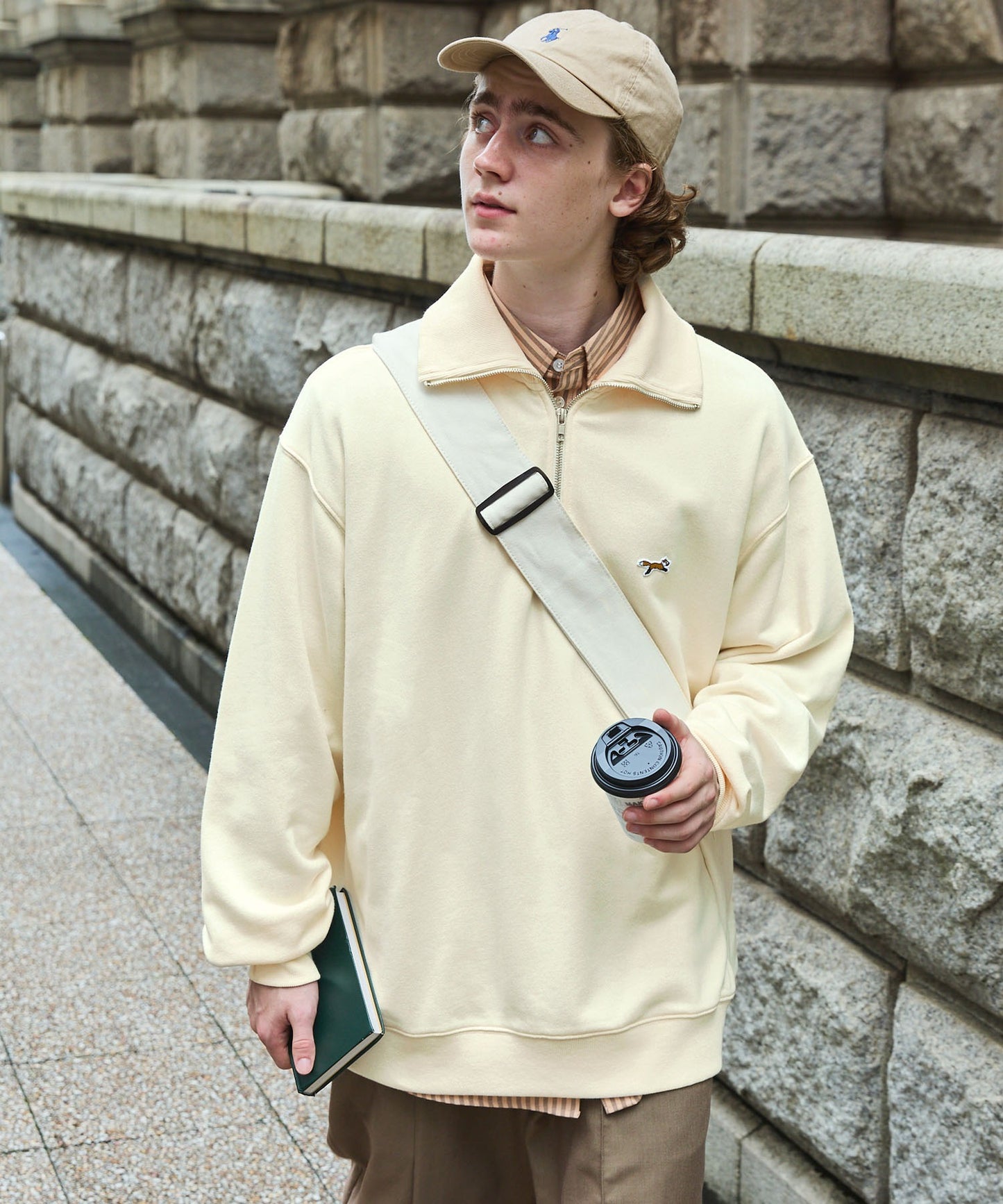 PENNEYS THE FOX Logo 狐狸刺繡LOGO寬版高領半拉鍊休閒上衣