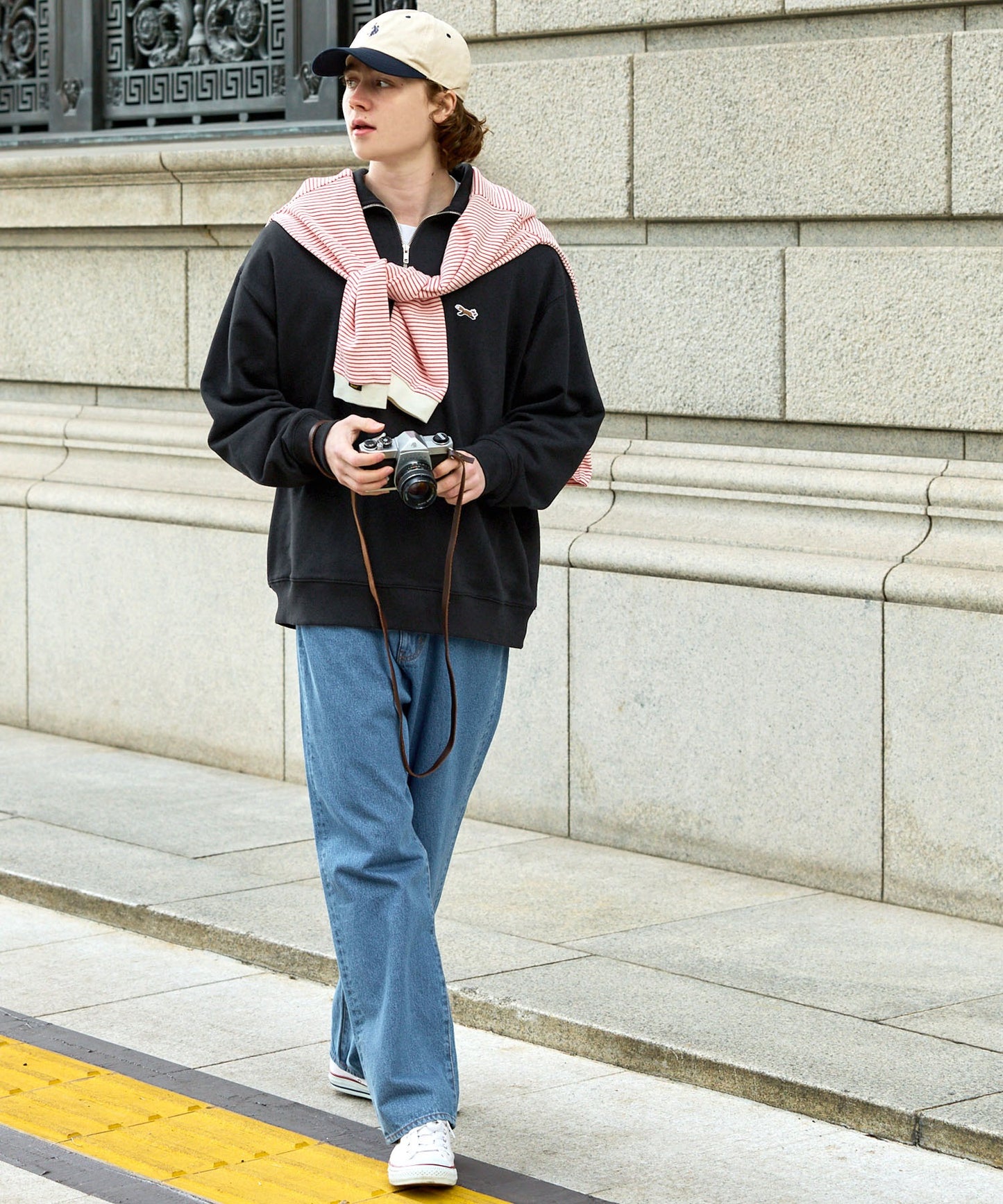 PENNEYS THE FOX Logo 狐狸刺繡LOGO寬版高領半拉鍊休閒上衣