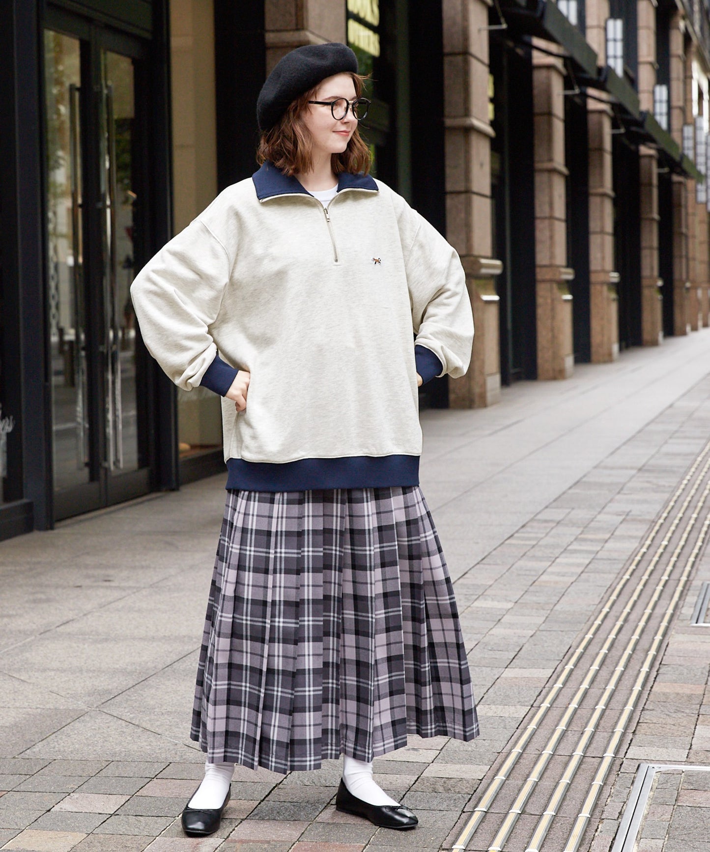 PENNEYS THE FOX Logo 狐狸刺繡LOGO寬版高領半拉鍊休閒上衣