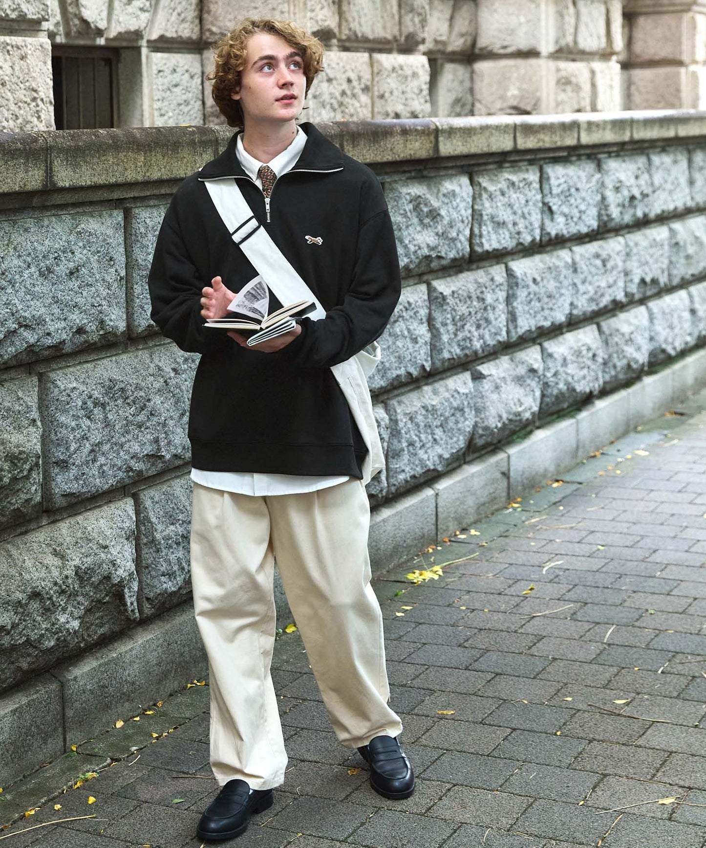 PENNEYS THE FOX Logo 狐狸刺繡LOGO寬版高領半拉鍊休閒上衣