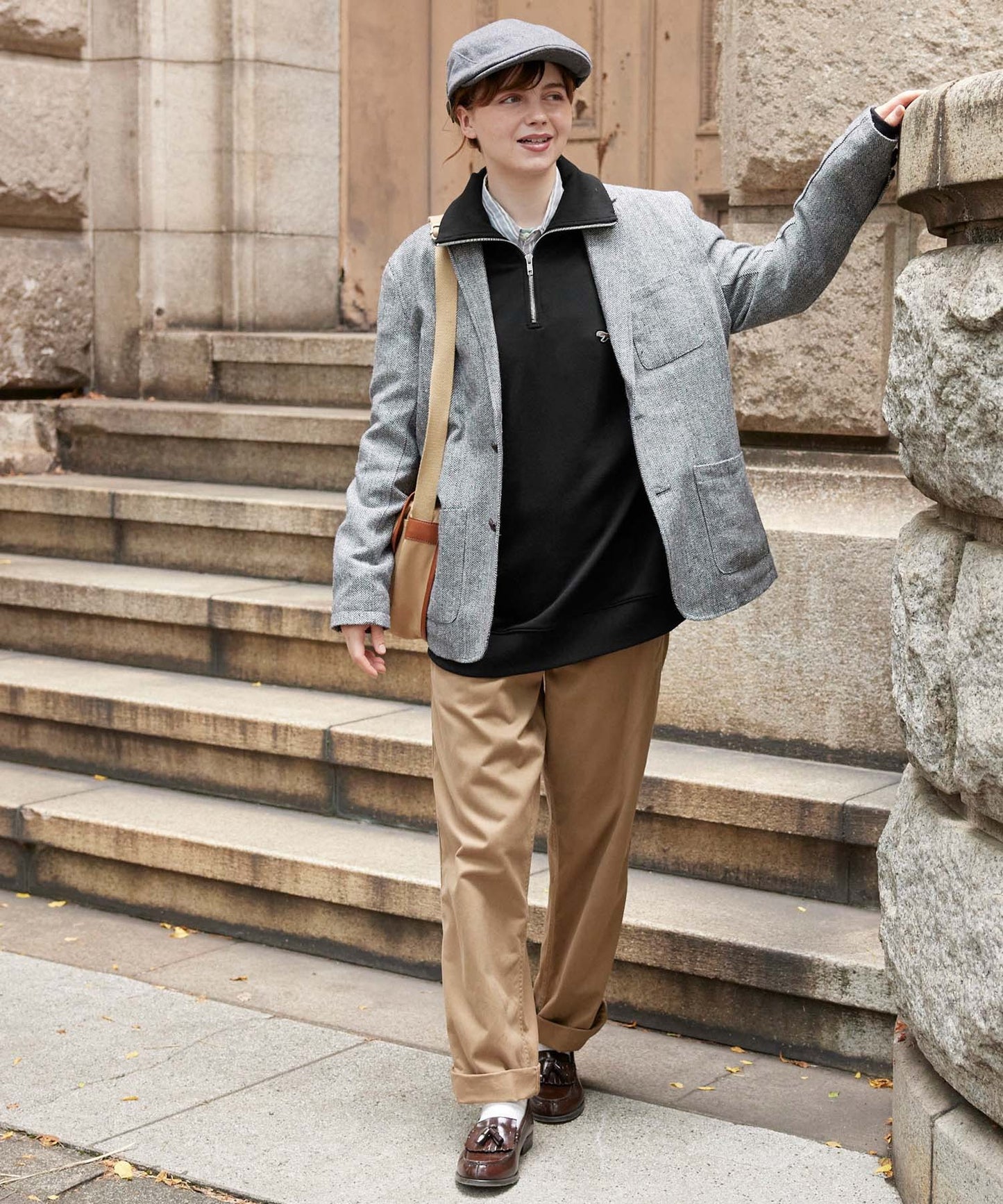 PENNEYS THE FOX Logo 狐狸刺繡LOGO寬版高領半拉鍊休閒上衣