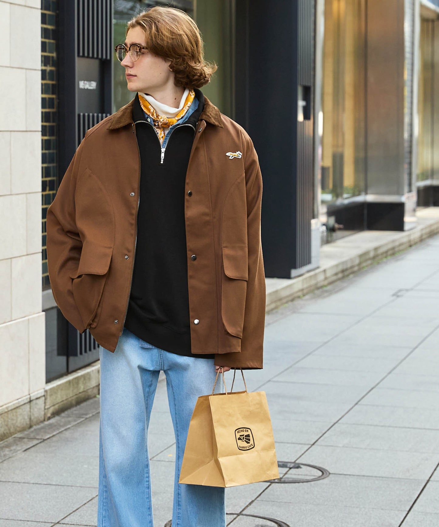 PENNEYS THE FOX Logo 狐狸刺繡LOGO寬版高領半拉鍊休閒上衣