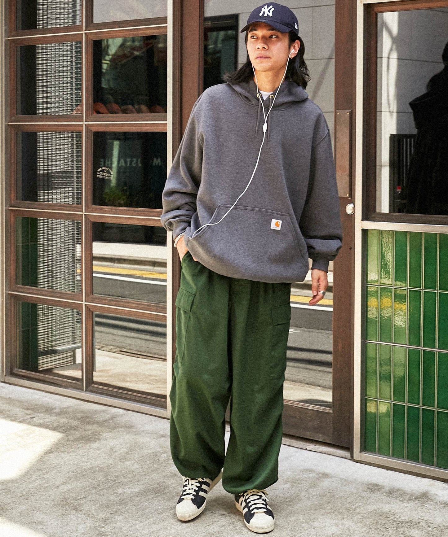 特價 MONO-MART 寬版錐形打褶軍風束口工裝褲