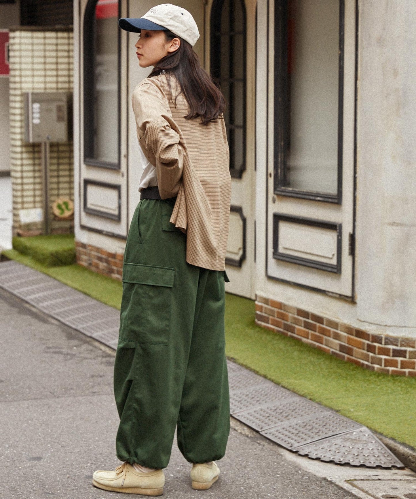 特價 MONO-MART 寬版錐形打褶軍風束口工裝褲