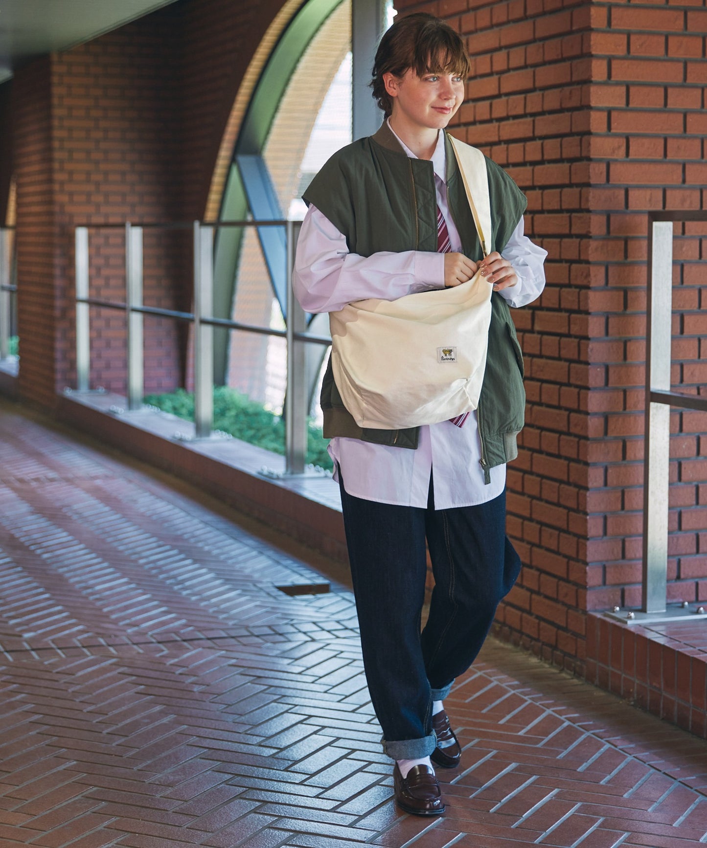 PENNEYS THE FOX & BE A TIGER 復古標籤帆布郵差包