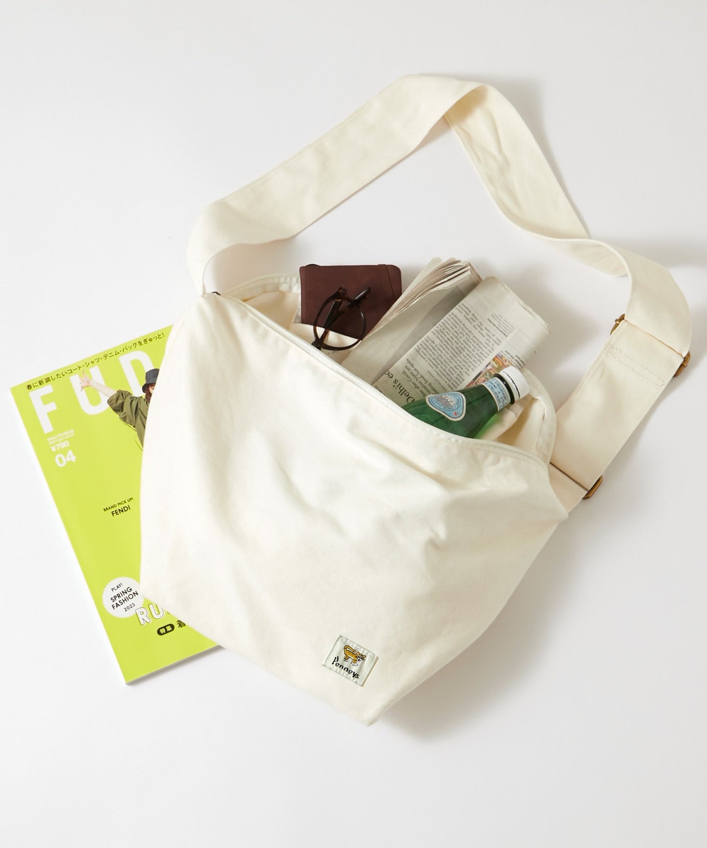 PENNEYS THE FOX & BE A TIGER 復古標籤帆布郵差包