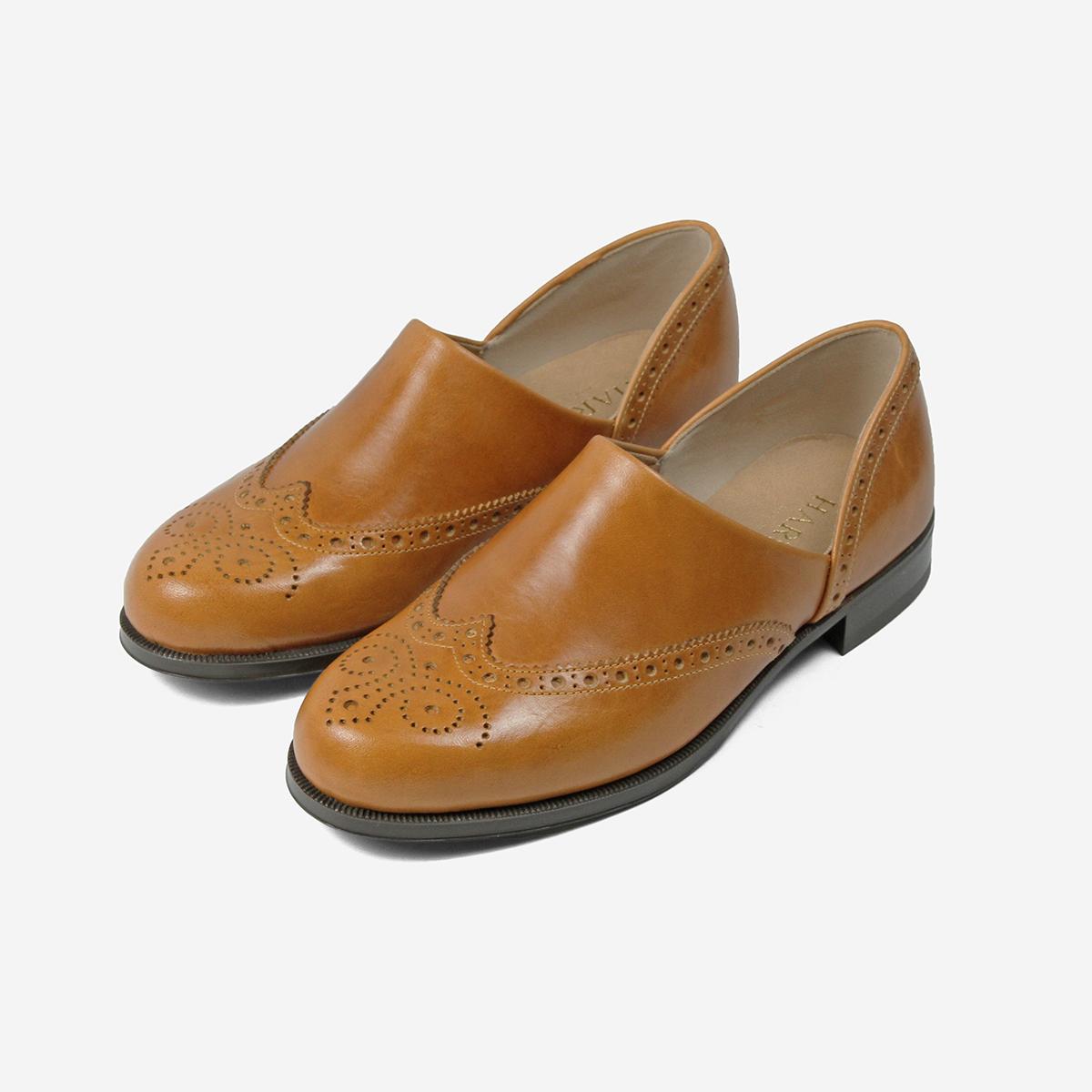 日本製HARUTA 油蠟皮 雕花翼紋 Spock 樂福鞋 #503