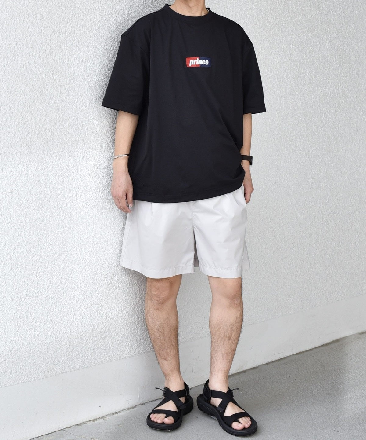 SHIPS any x prince 吸濕排汗/防紫外線 方框logo刺繡短袖T恤