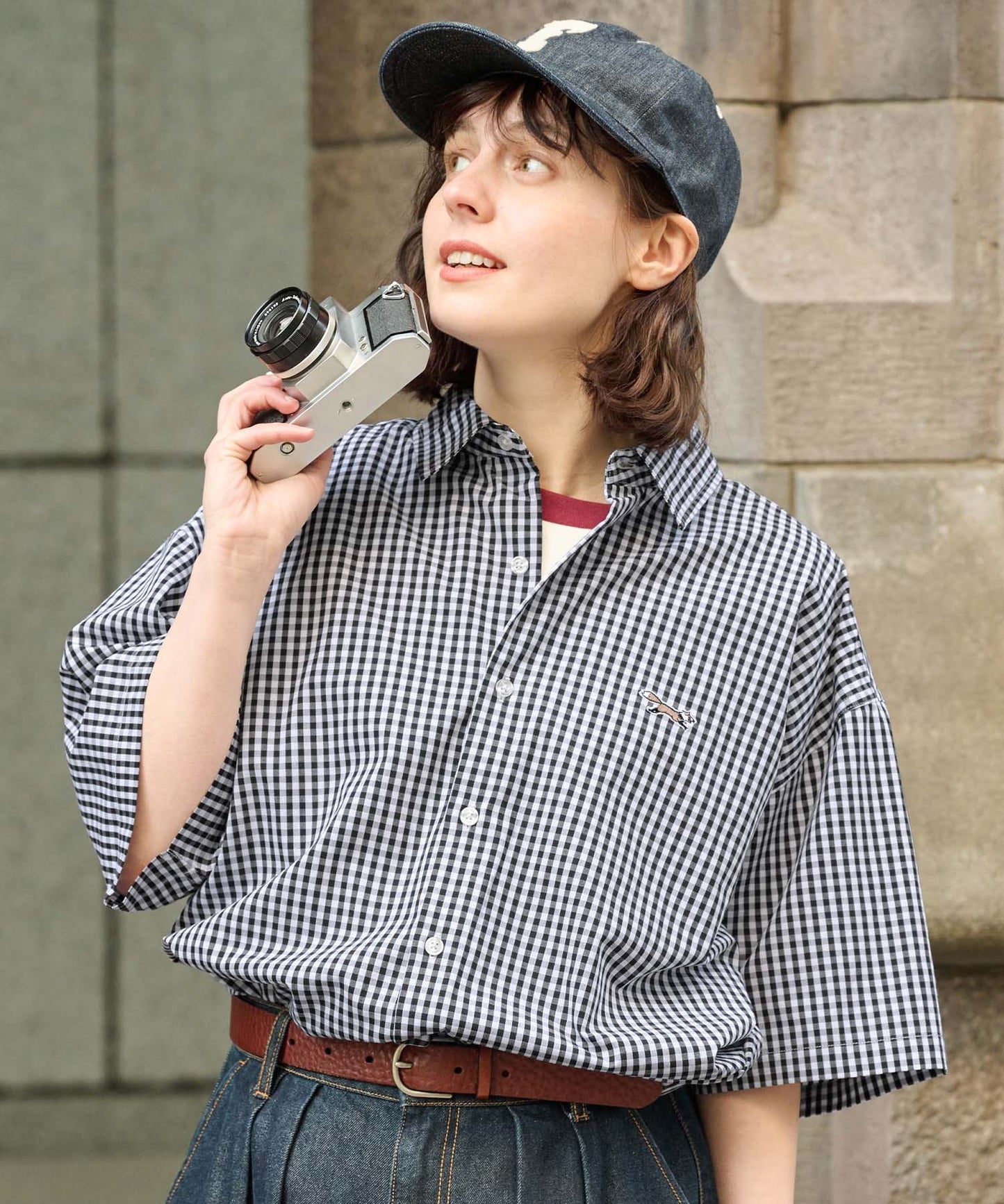 PENNEYS THE FOX logo regular collar short 狐狸刺繡LOGO短袖襯衫