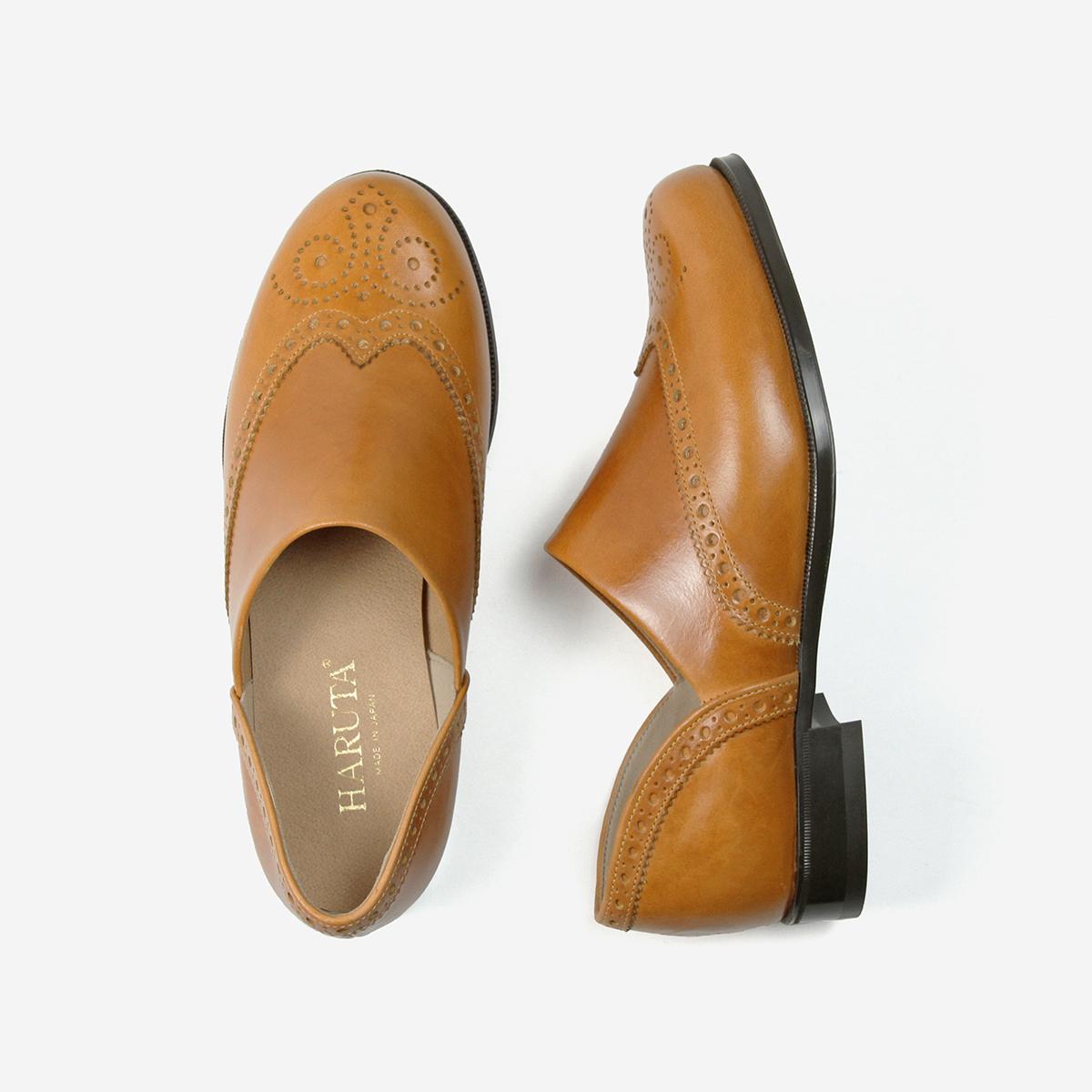 日本製HARUTA 油蠟皮 雕花翼紋 Spock 樂福鞋 #503