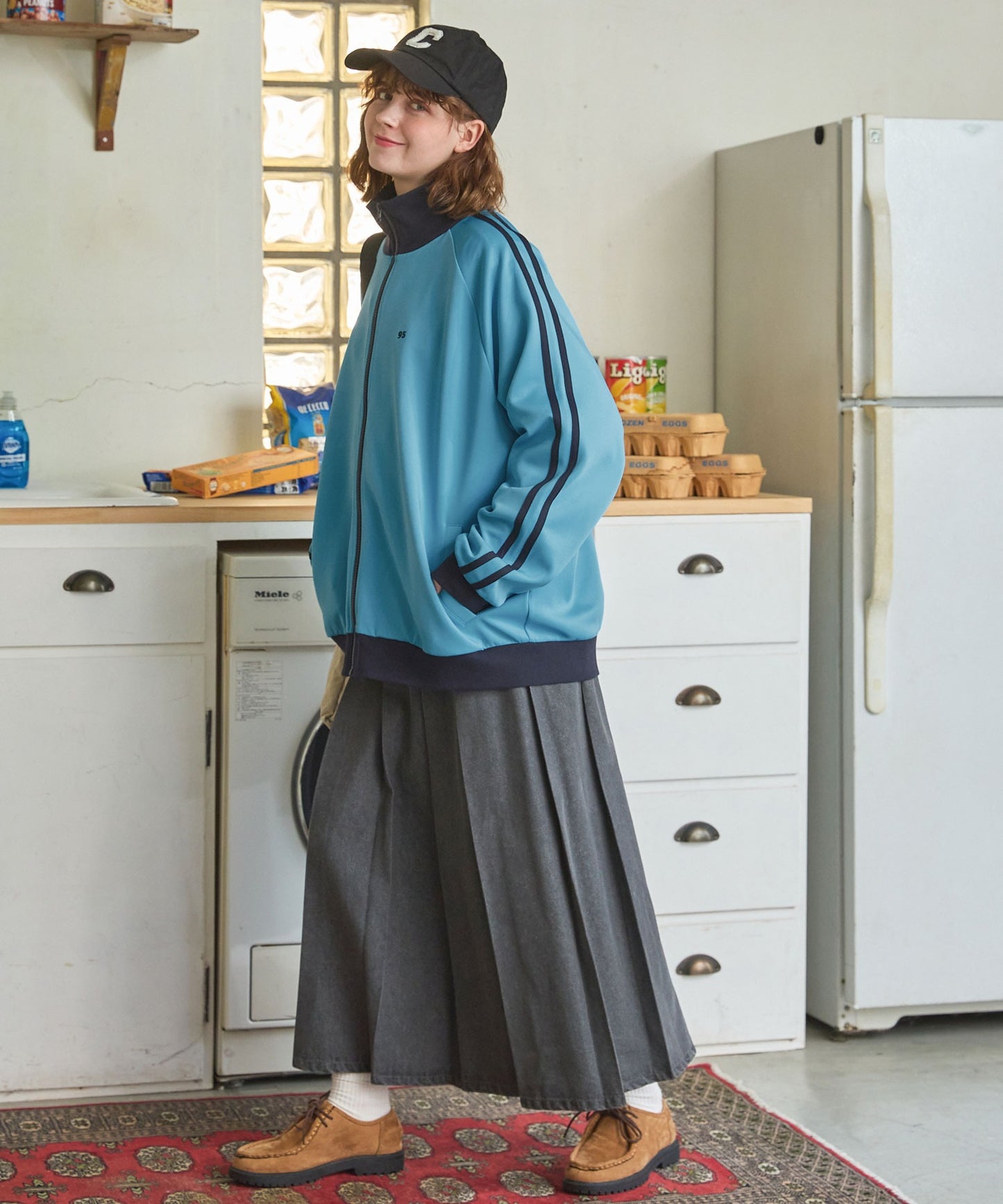 MONO-MART LADY'S 數字刺繡條紋運動外套