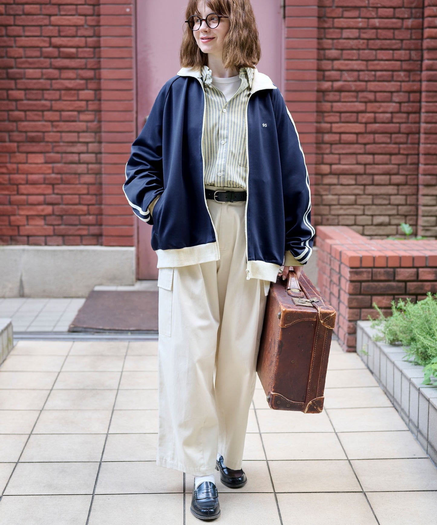 MONO-MART LADY'S 數字刺繡條紋運動外套