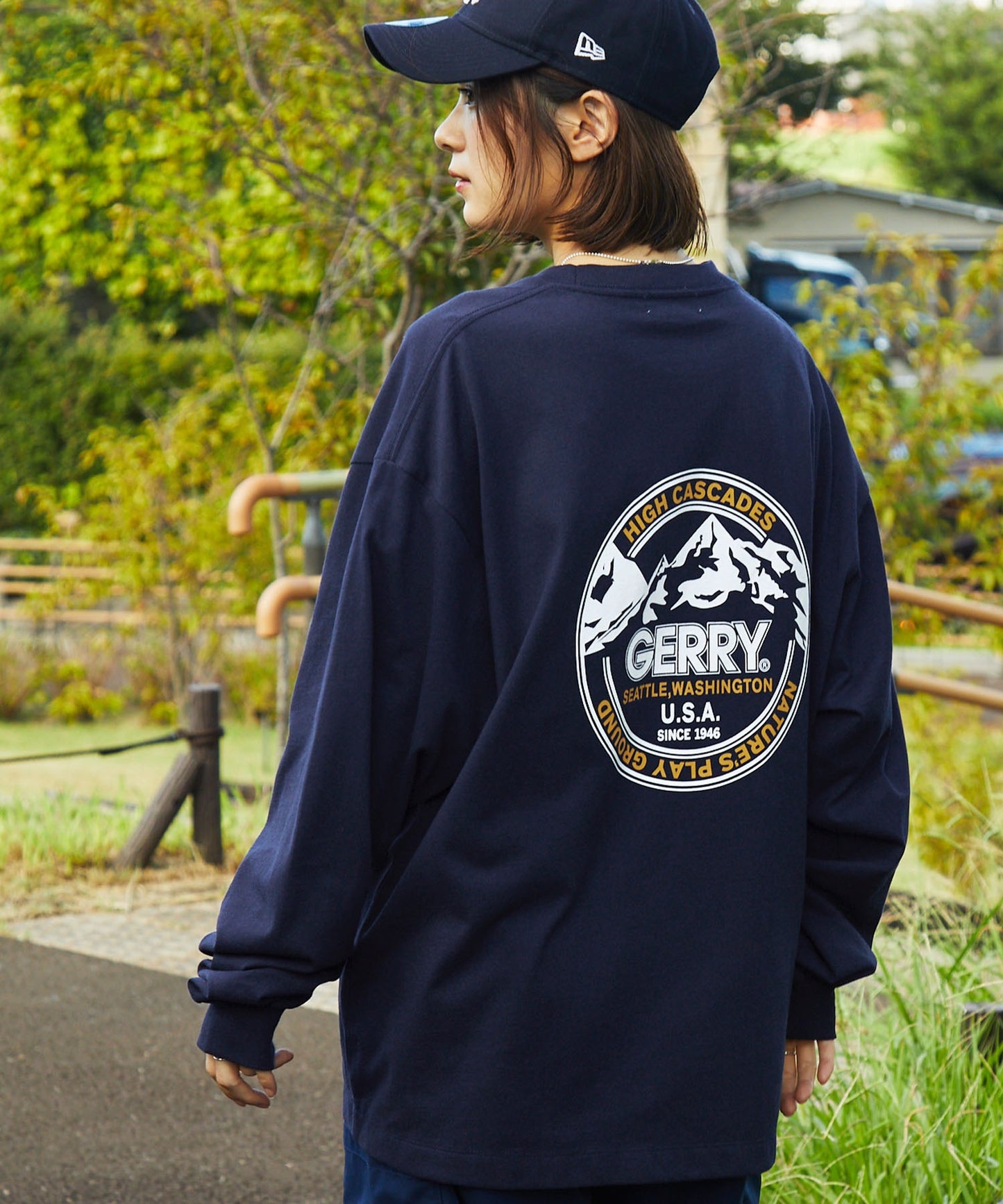 GERRY 限定 寬版圓形 Logo長袖T恤上衣大學T