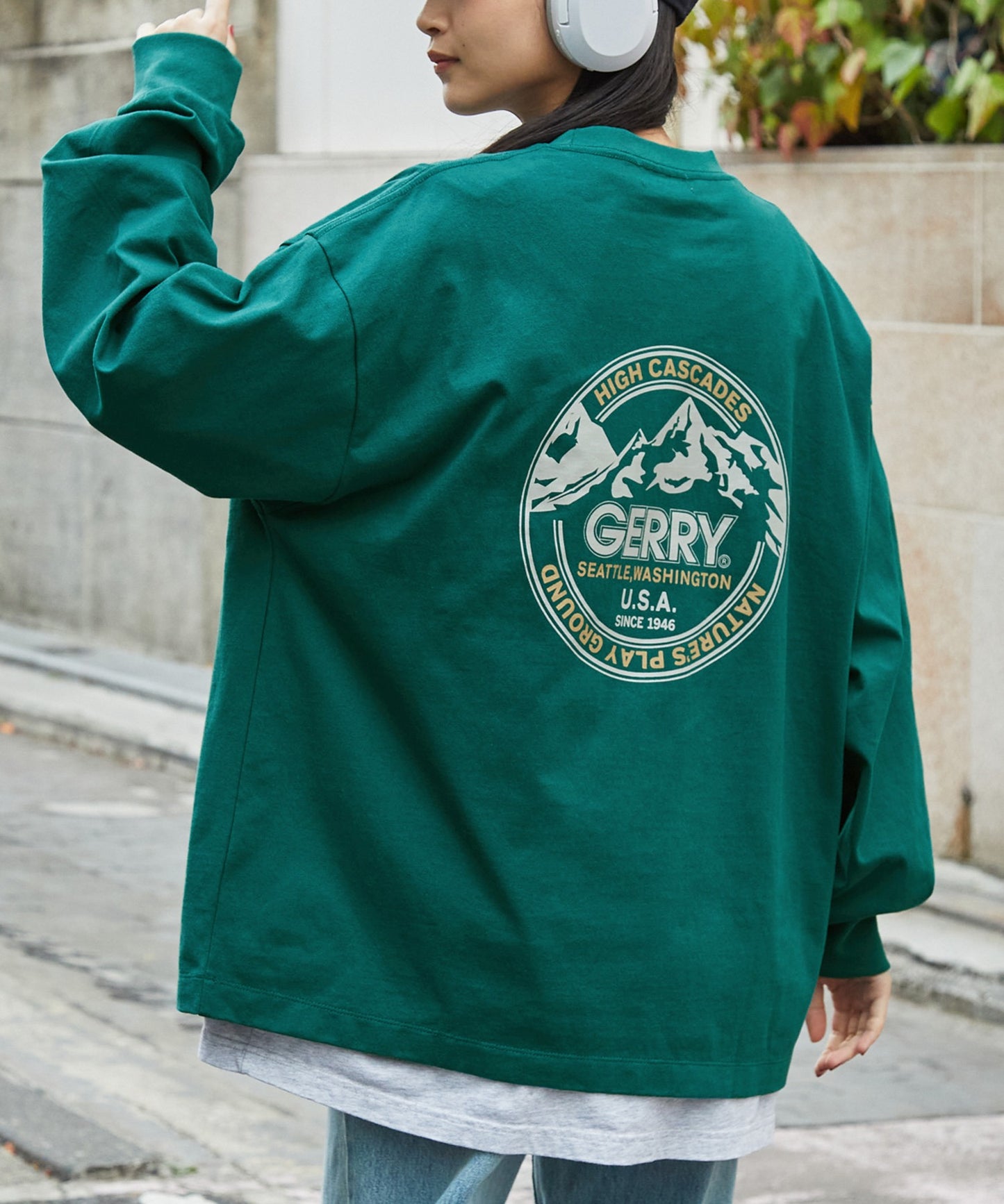 GERRY 限定 寬版圓形 Logo長袖T恤上衣大學T