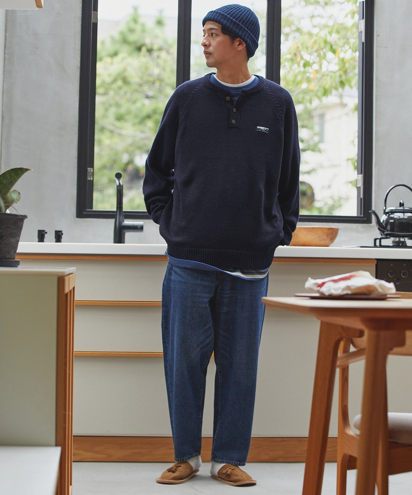 THE CRAFT CREW PRODUCTS 免燙寬版亨利領針織衫