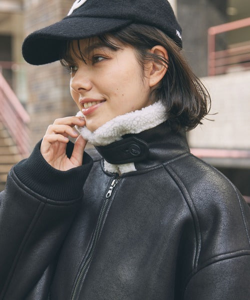 特價 MONO-MART LADY'S 仿麂皮羊羔毛領軍風飛行外套
