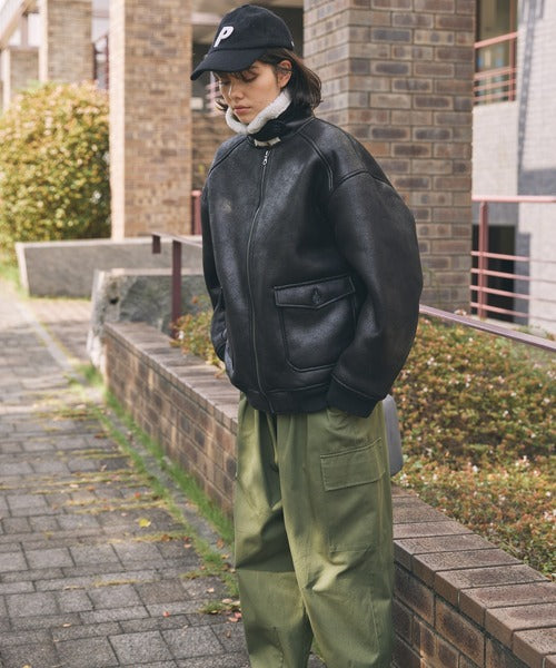 特價 MONO-MART LADY'S 仿麂皮羊羔毛領軍風飛行外套