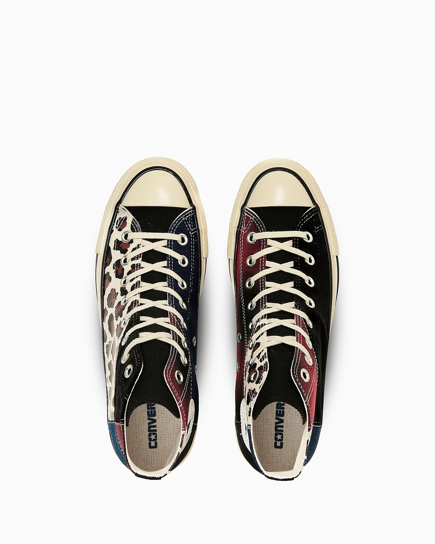 日本限定 CONVERSE ALL STAR AGED MATERIALBLOC HI 拼接豹紋高筒帆布鞋