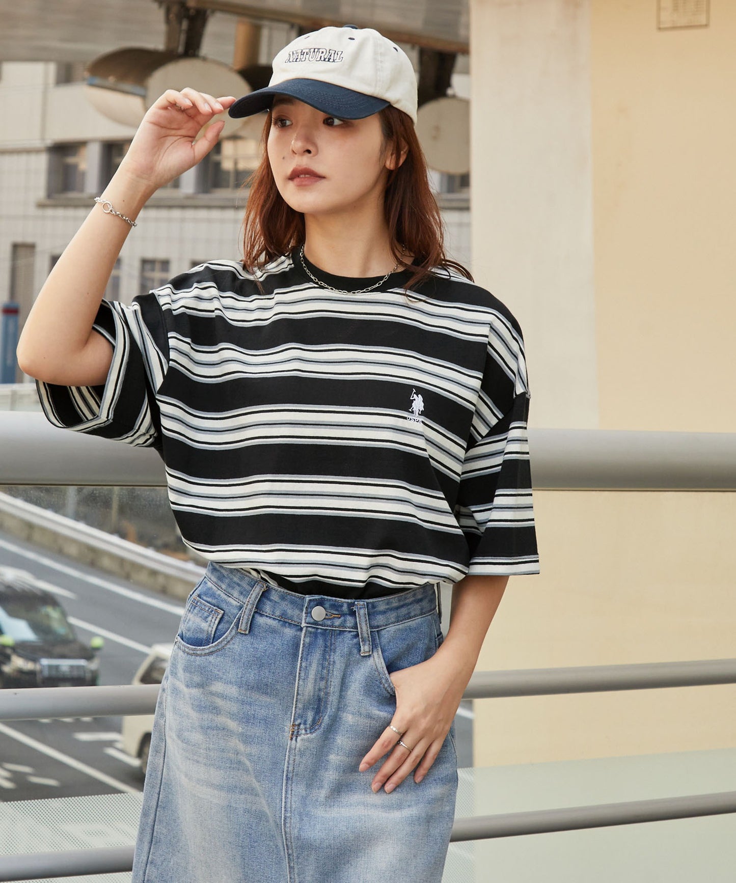 U.S. POLO ASSN. 刺繡LOGO條紋短袖上衣