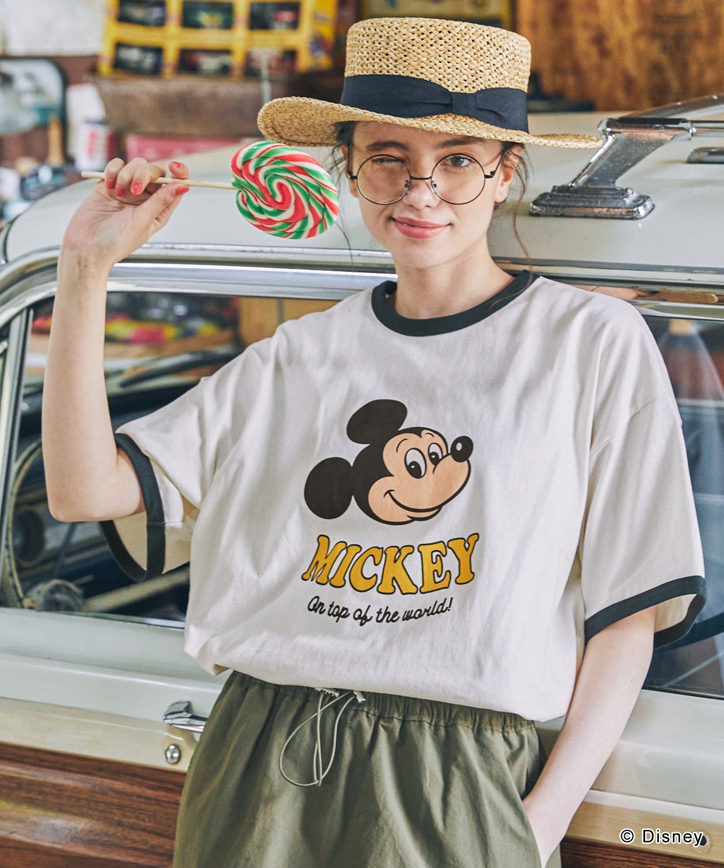 MONO-MART Disney Mickey&Friends 圖案印花短袖T恤
