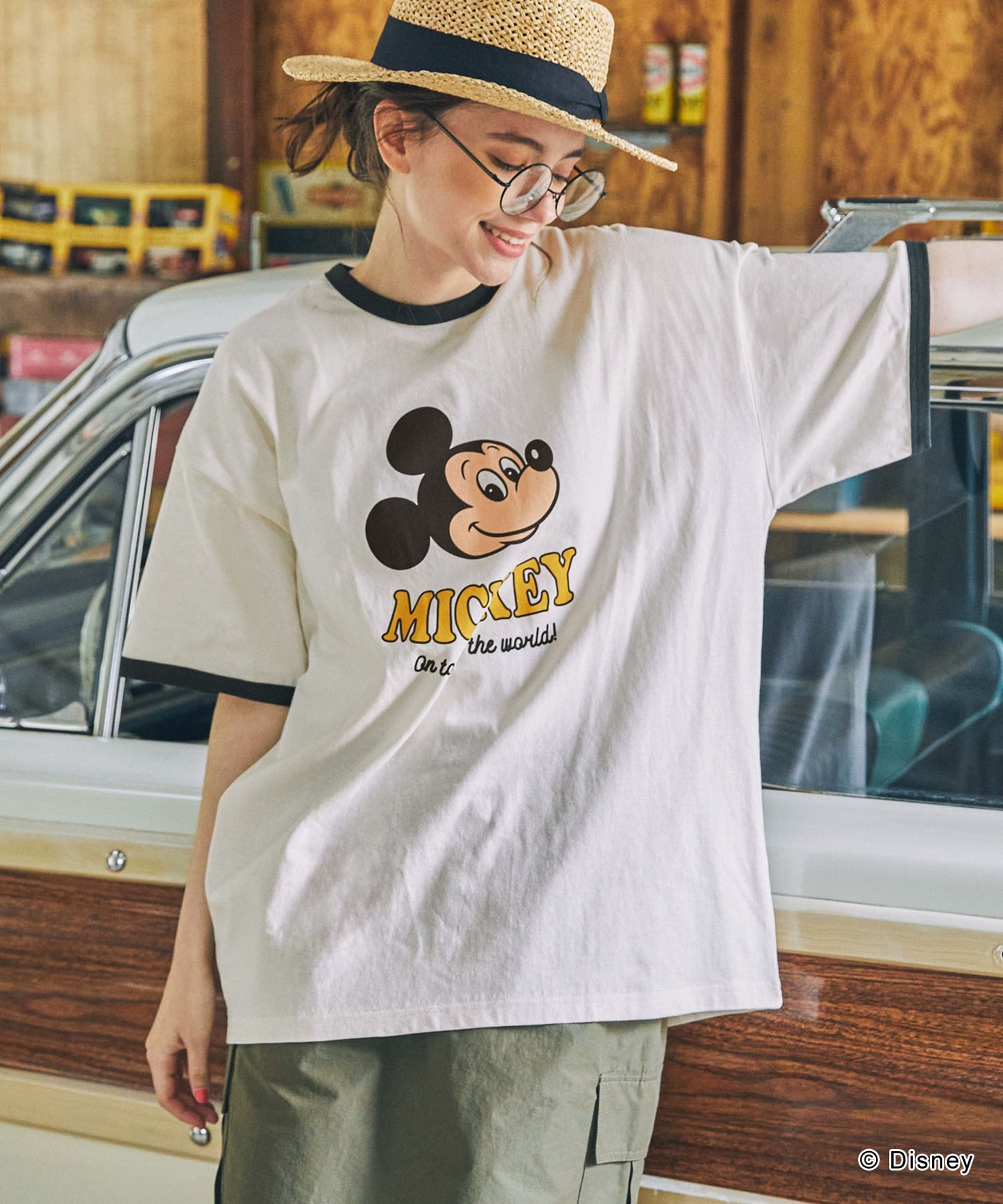 MONO-MART Disney Mickey&Friends 圖案印花短袖T恤