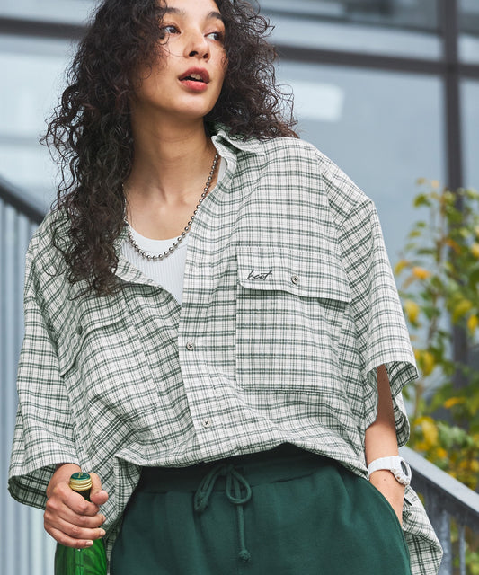 HECT Big W-pocket  S/S Shirt 短袖格紋襯衫