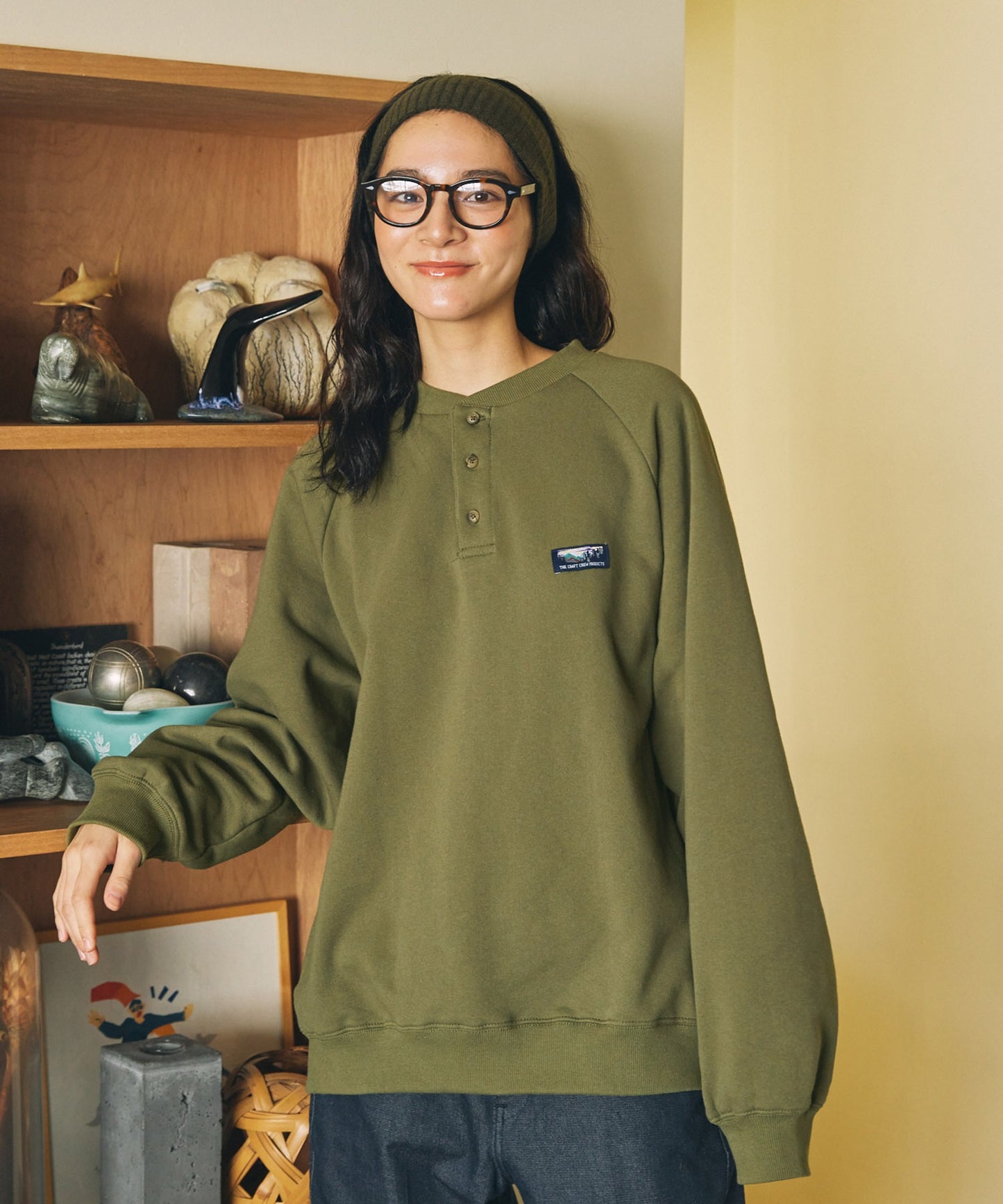 THE CRAFT CREW PRODUCTS 厚磅機能美國棉寬版亨利領上衣