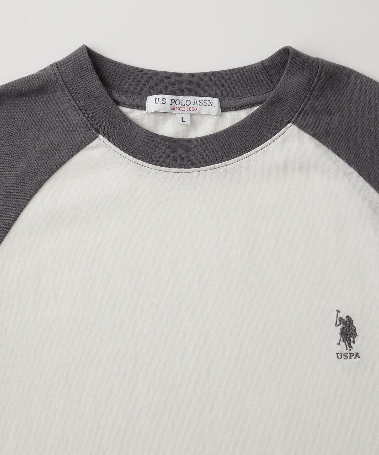 U.S. POLO ASSN. 限定款 刺繡LOGO拼色插肩寬版長袖T恤上衣