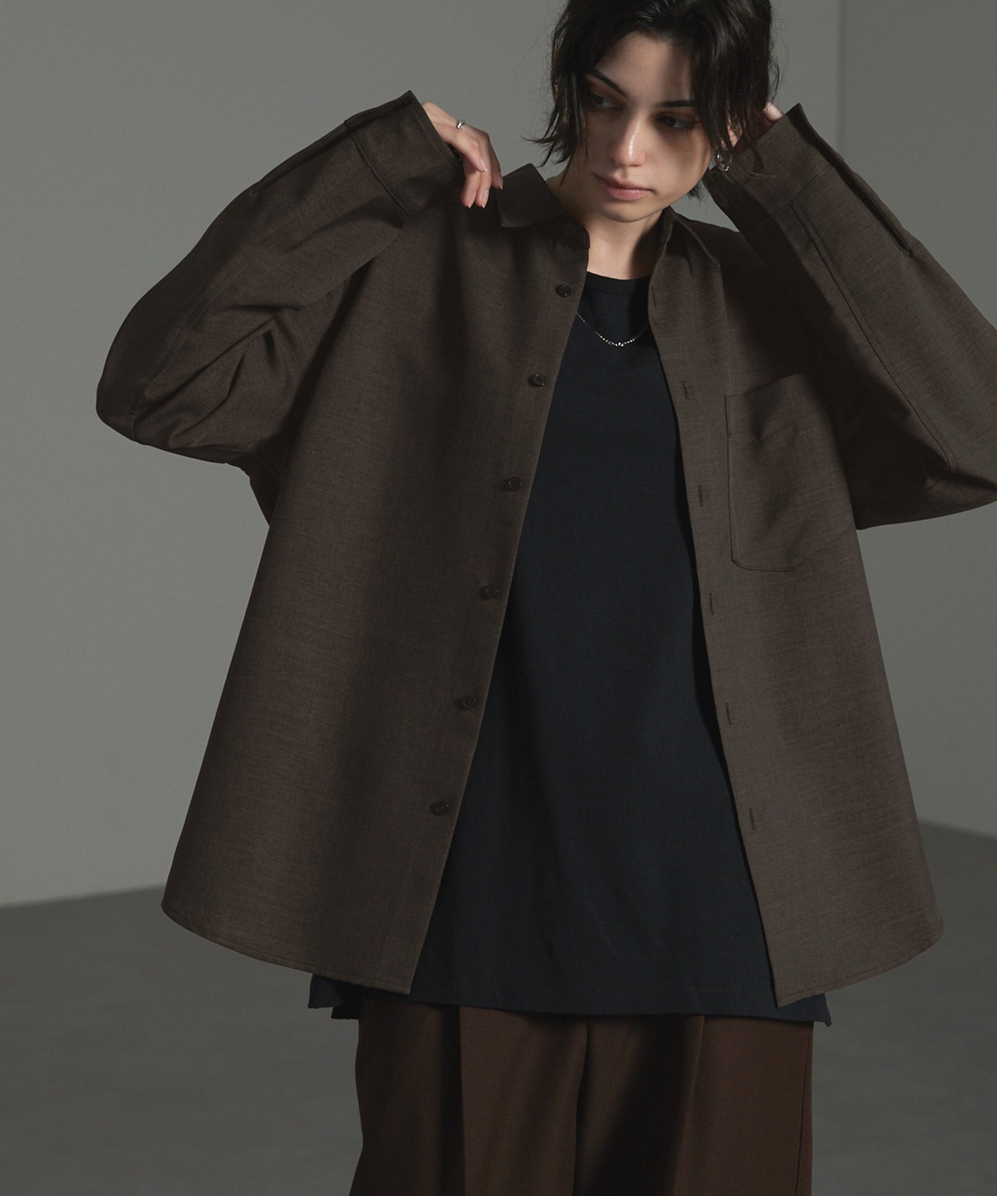 CIYOT-シヨウト- 仿羊毛質感寬鬆經典領襯衫