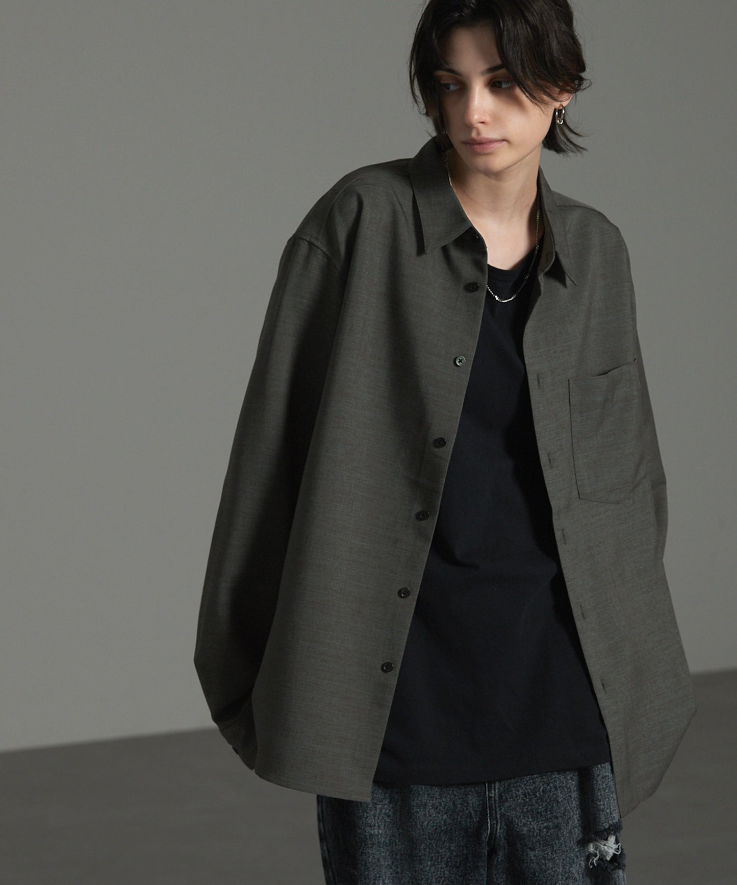 CIYOT-シヨウト- 仿羊毛質感寬鬆經典領襯衫