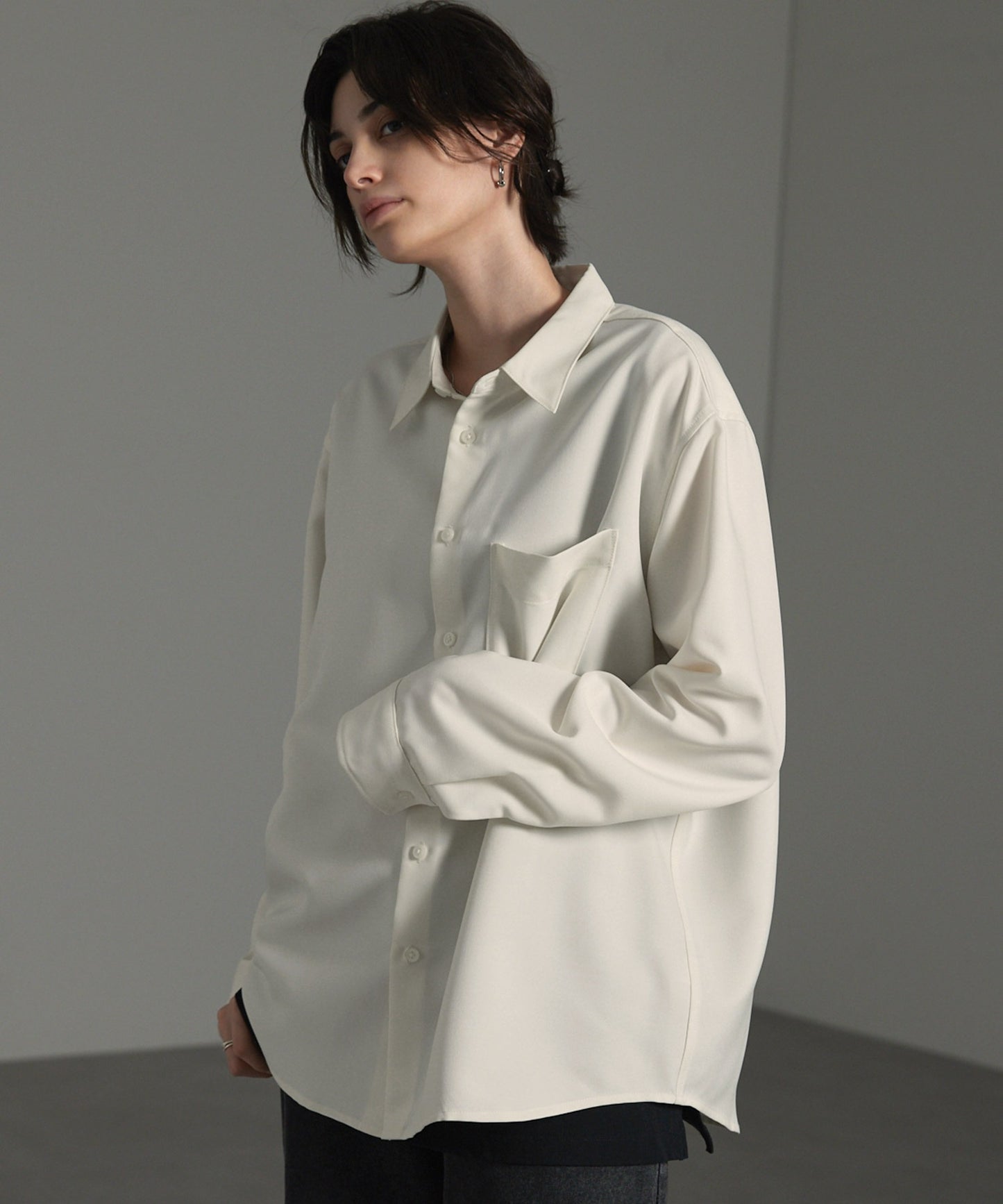 CIYOT-シヨウト- 仿羊毛質感寬鬆經典領襯衫