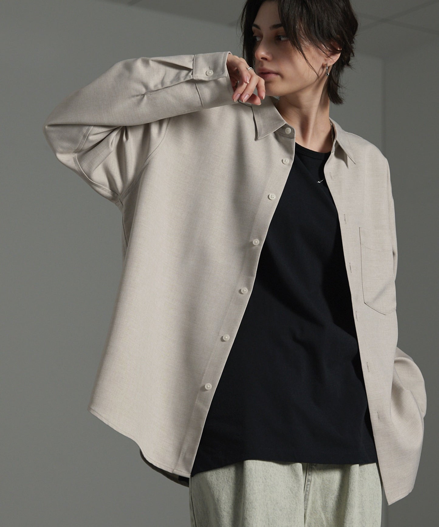 CIYOT-シヨウト- 仿羊毛質感寬鬆經典領襯衫