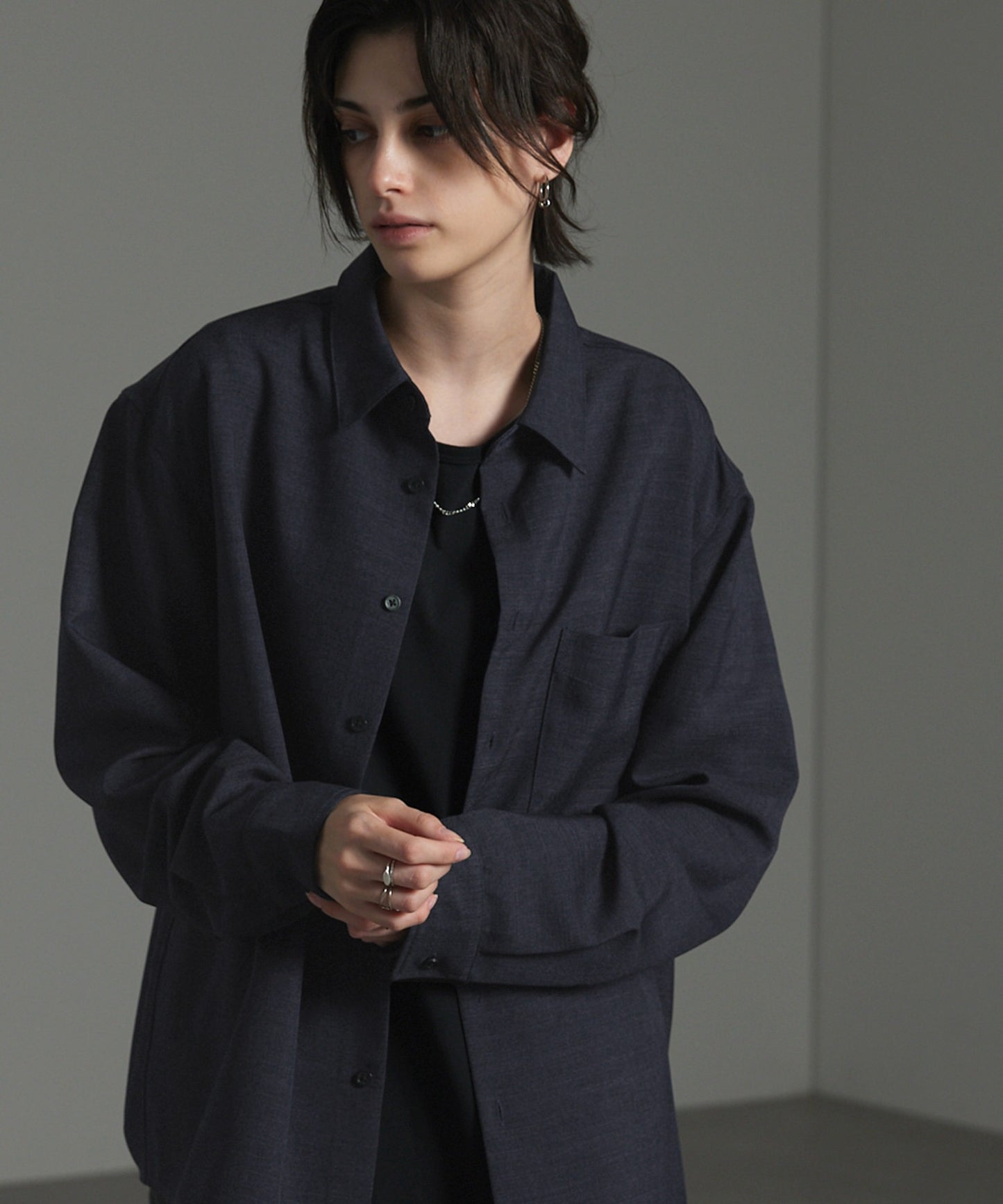 CIYOT-シヨウト- 仿羊毛質感寬鬆經典領襯衫