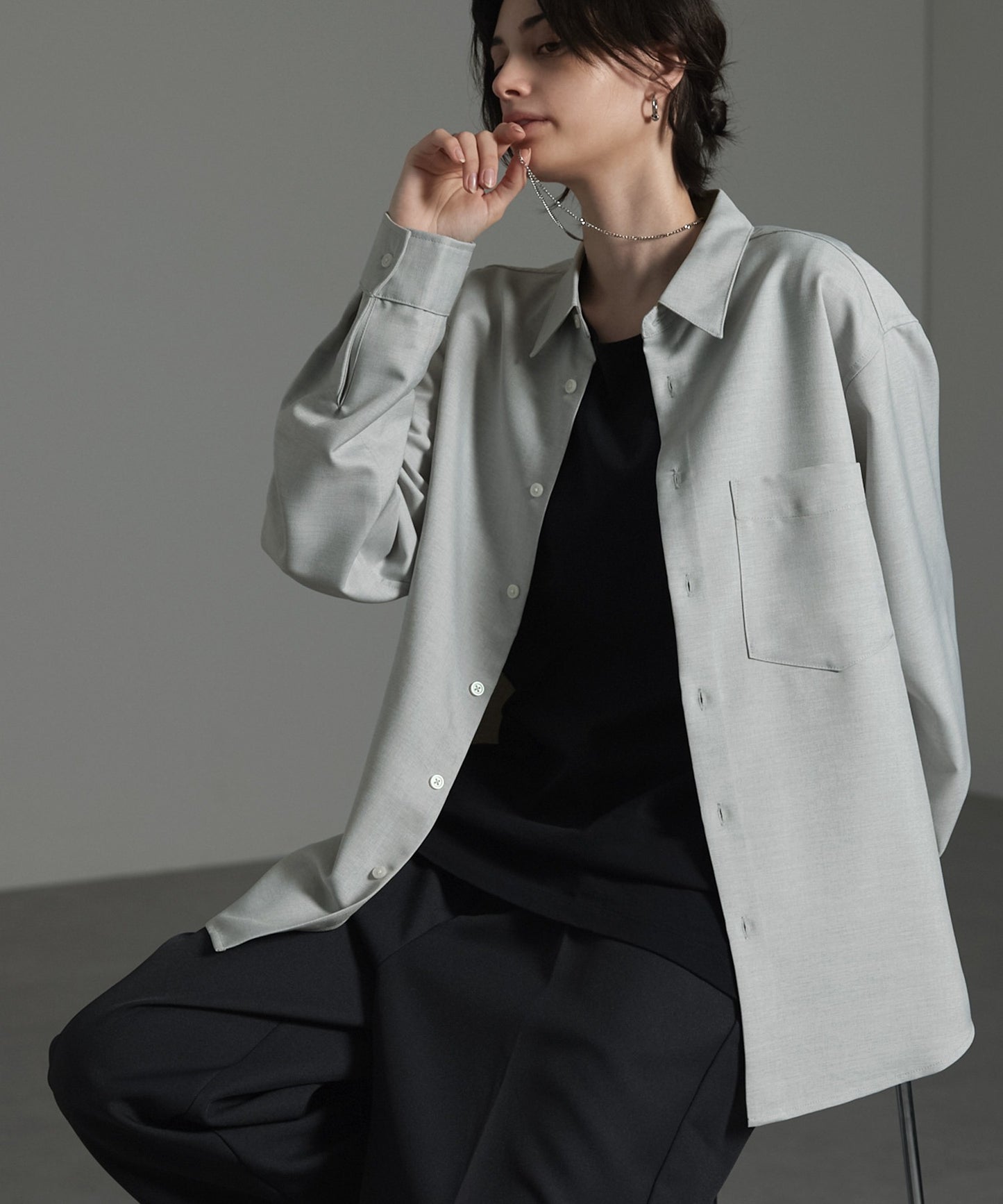 CIYOT-シヨウト- 仿羊毛質感寬鬆經典領襯衫