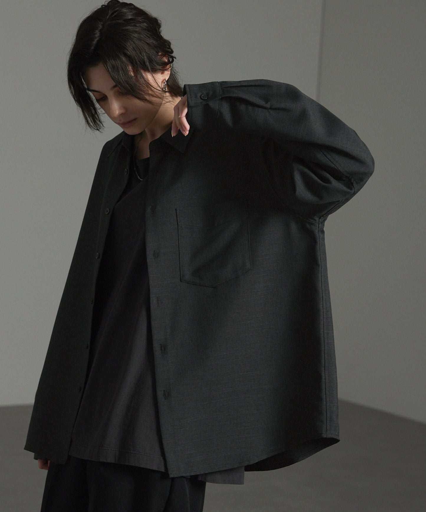 CIYOT-シヨウト- 仿羊毛質感寬鬆經典領襯衫