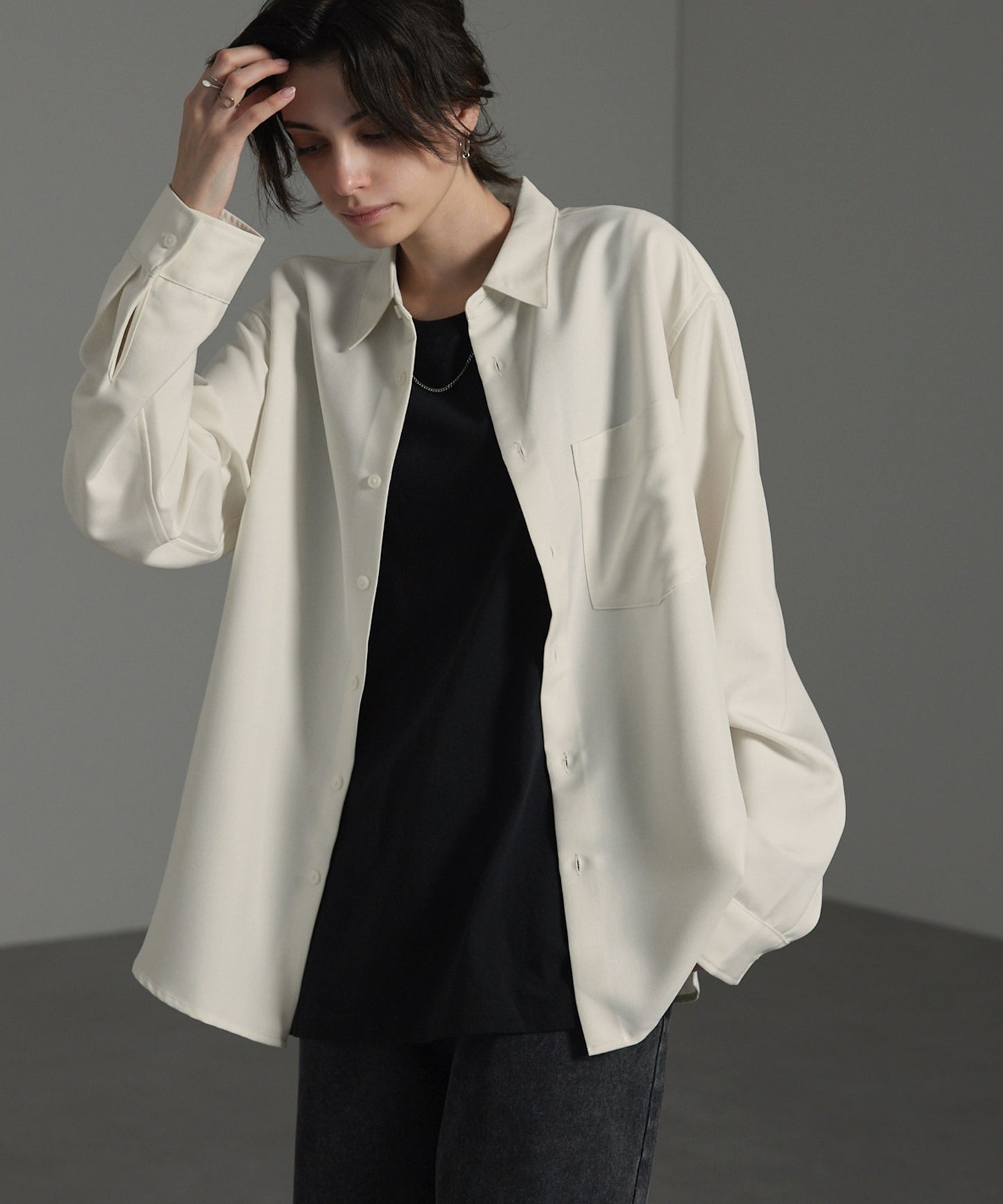 CIYOT-シヨウト- 仿羊毛質感寬鬆經典領襯衫