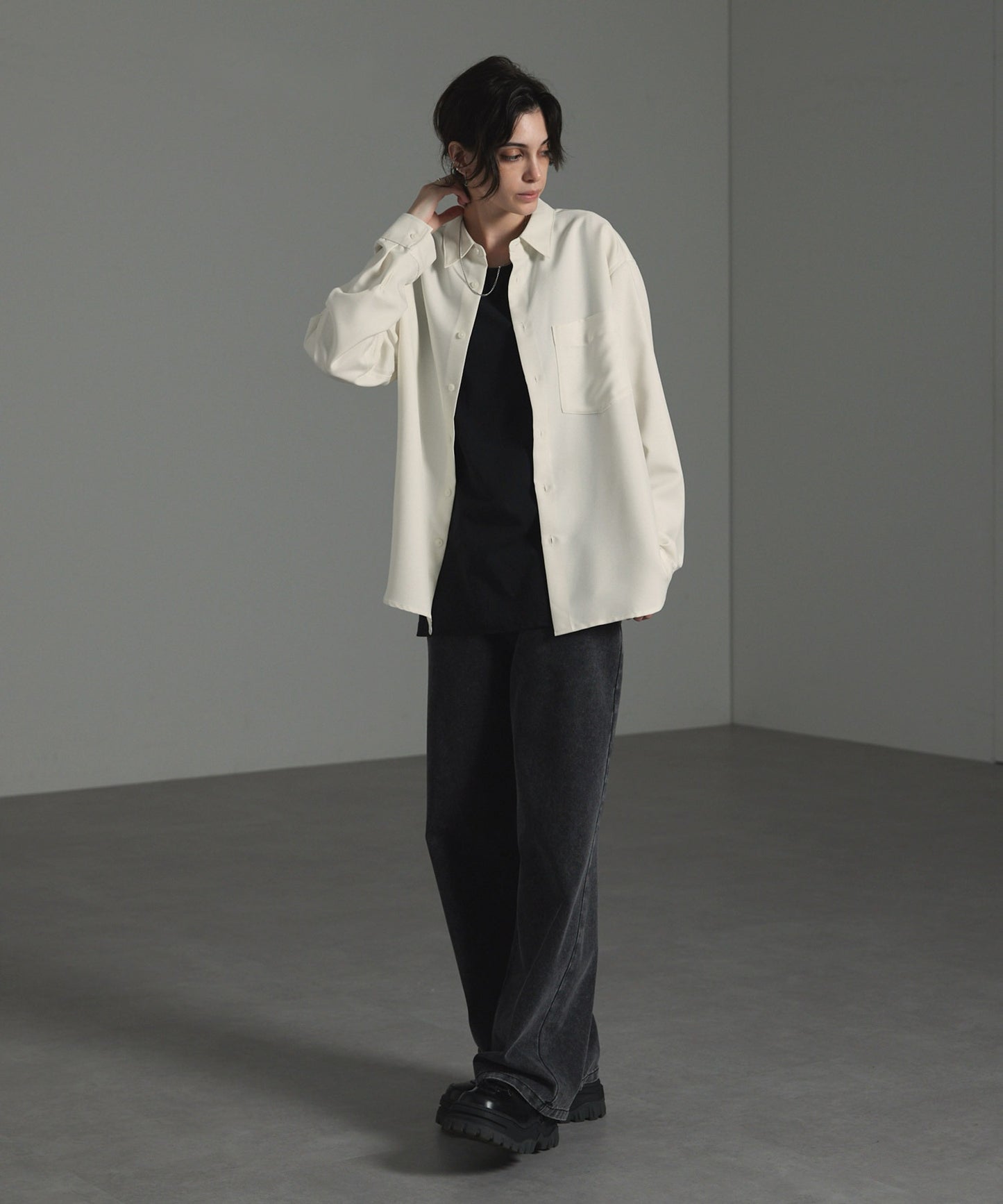 CIYOT-シヨウト- 仿羊毛質感寬鬆經典領襯衫