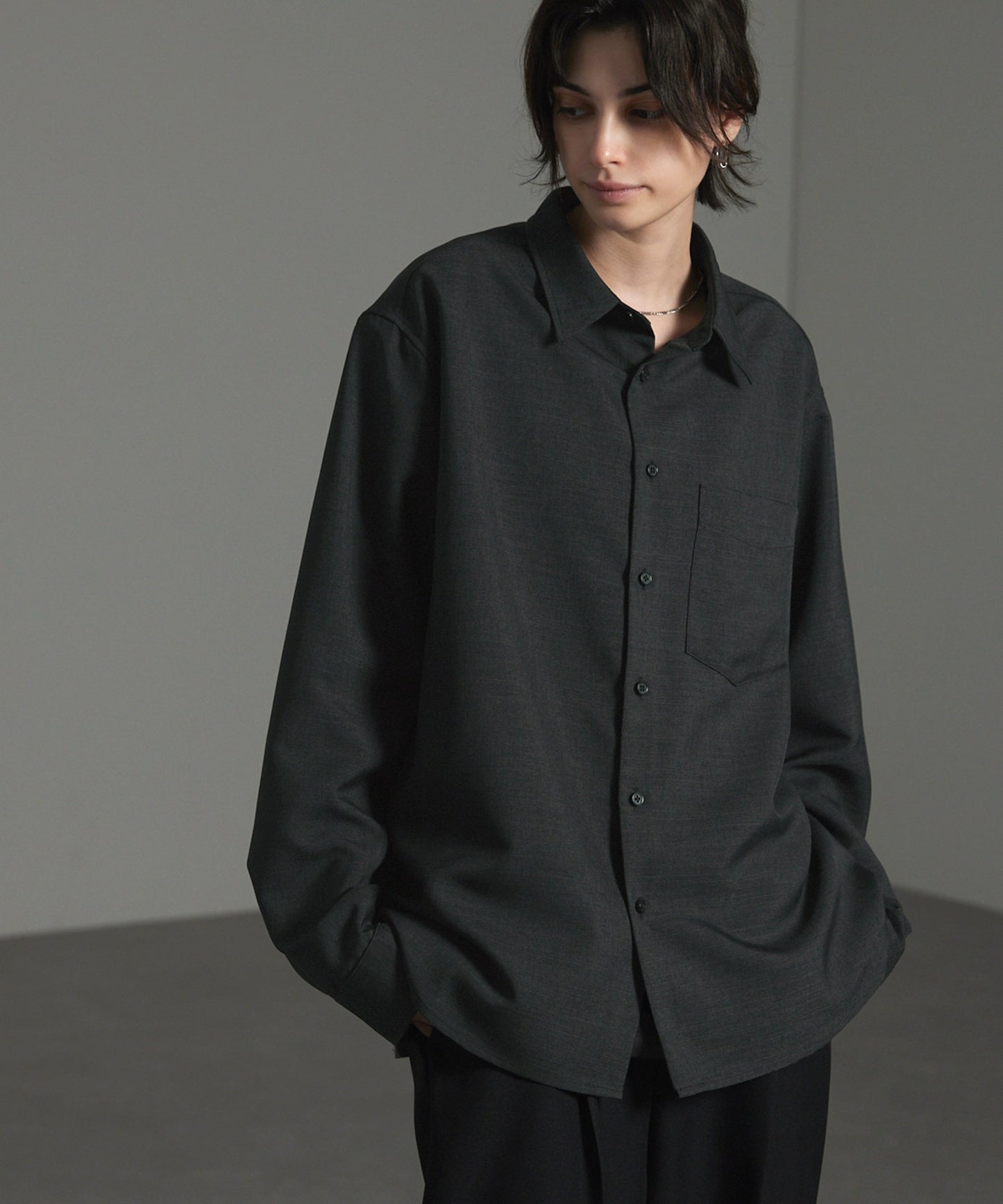 CIYOT-シヨウト- 仿羊毛質感寬鬆經典領襯衫