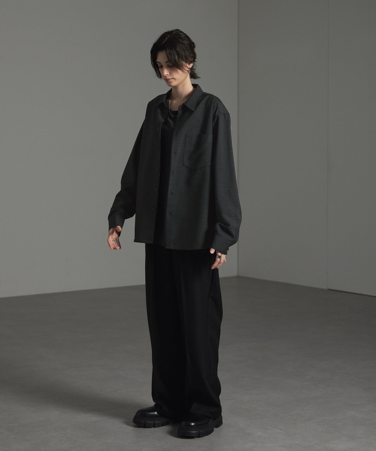 CIYOT-シヨウト- 仿羊毛質感寬鬆經典領襯衫