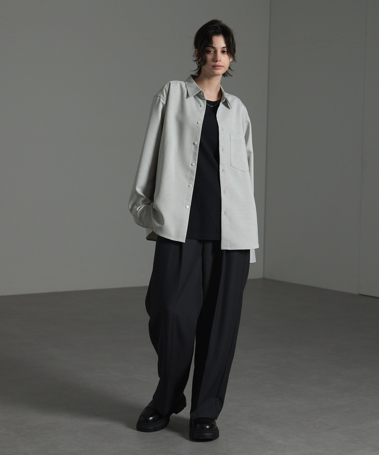 CIYOT-シヨウト- 仿羊毛質感寬鬆經典領襯衫