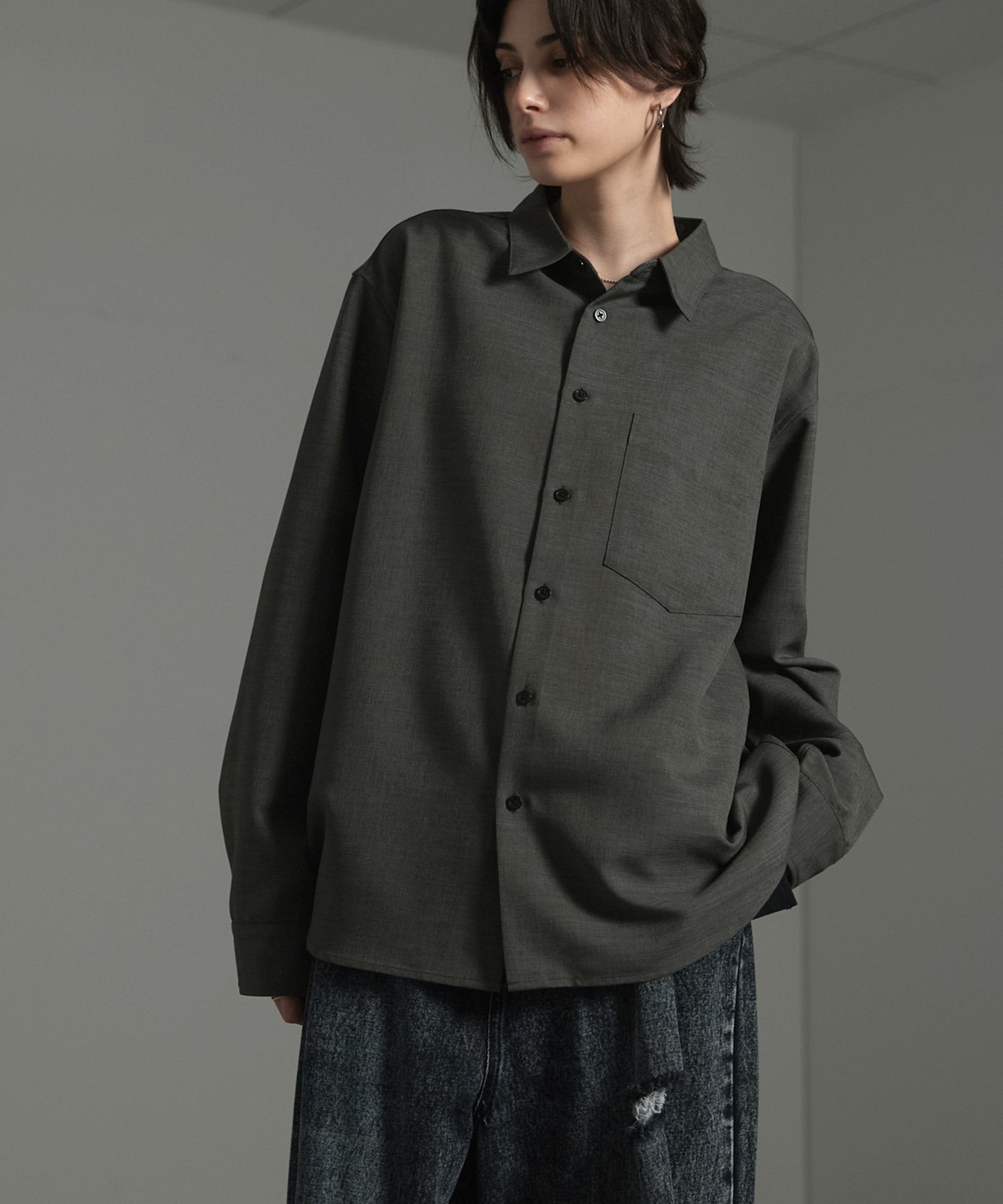 CIYOT-シヨウト- 仿羊毛質感寬鬆經典領襯衫