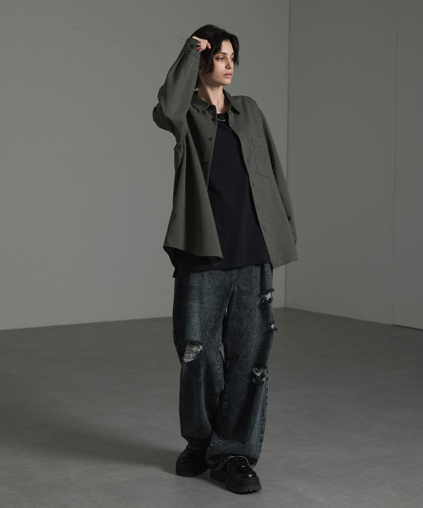 CIYOT-シヨウト- 仿羊毛質感寬鬆經典領襯衫