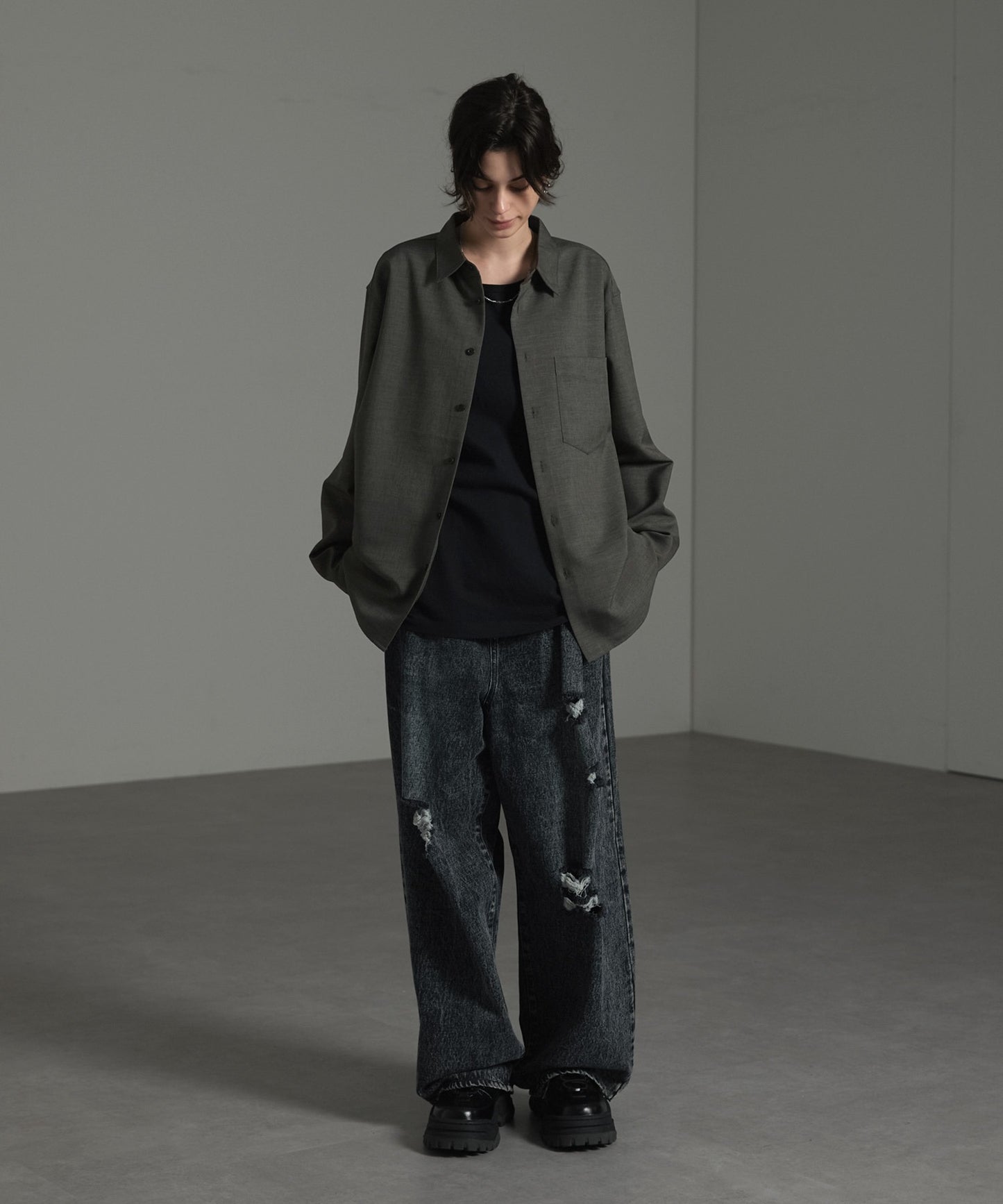 CIYOT-シヨウト- 仿羊毛質感寬鬆經典領襯衫