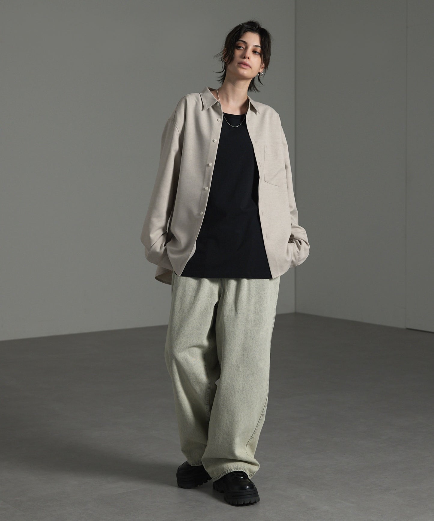 CIYOT-シヨウト- 仿羊毛質感寬鬆經典領襯衫