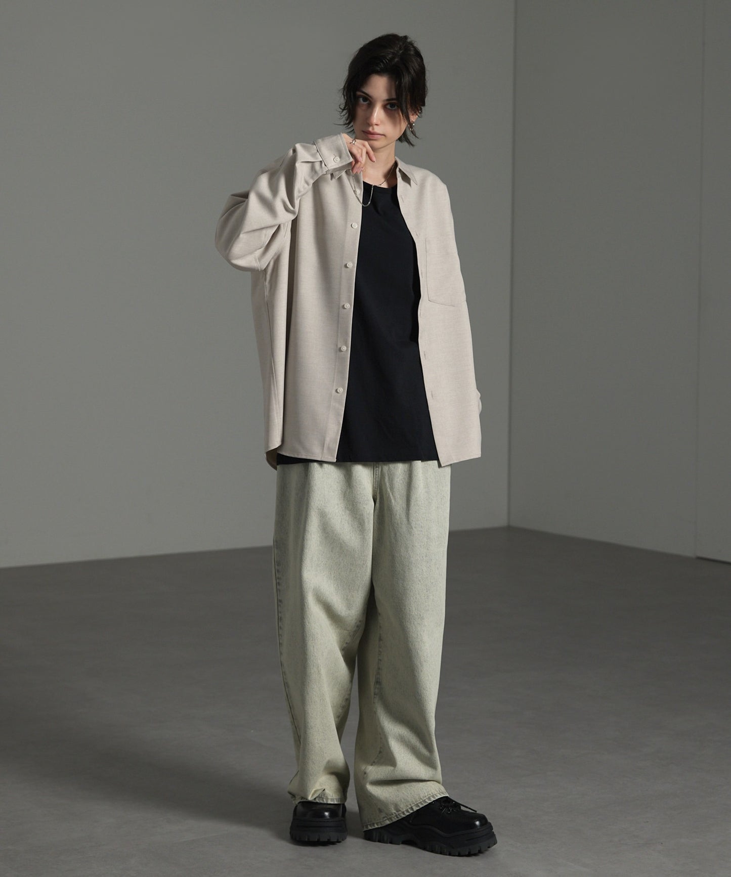 CIYOT-シヨウト- 仿羊毛質感寬鬆經典領襯衫