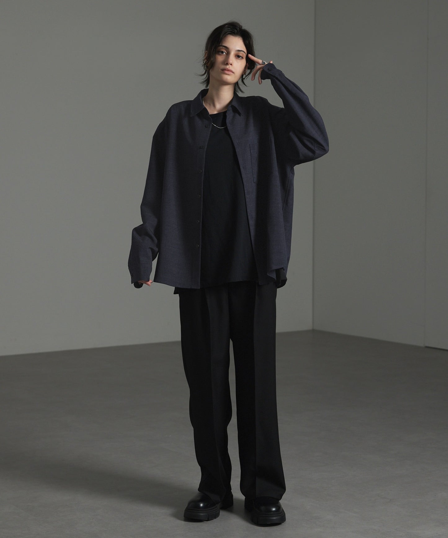 CIYOT-シヨウト- 仿羊毛質感寬鬆經典領襯衫