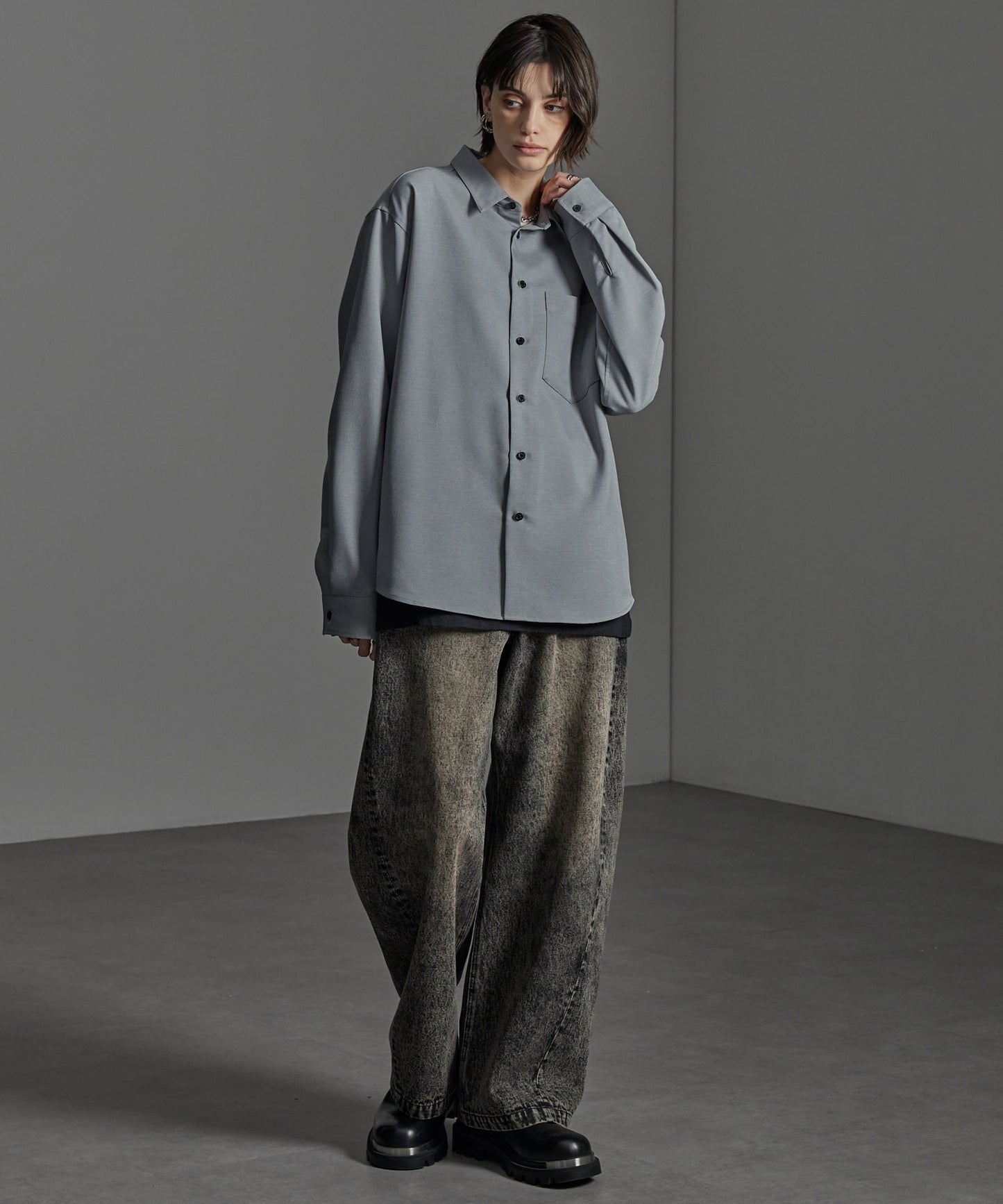 CIYOT-シヨウト- 仿羊毛質感寬鬆經典領襯衫