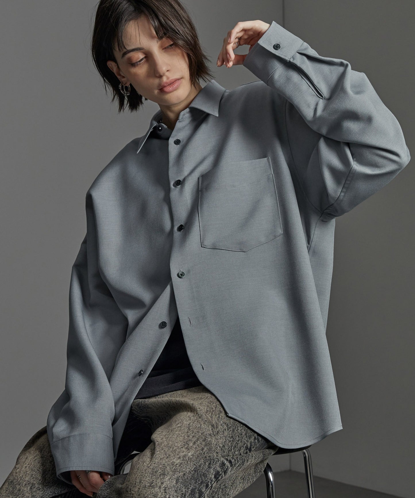 CIYOT-シヨウト- 仿羊毛質感寬鬆經典領襯衫