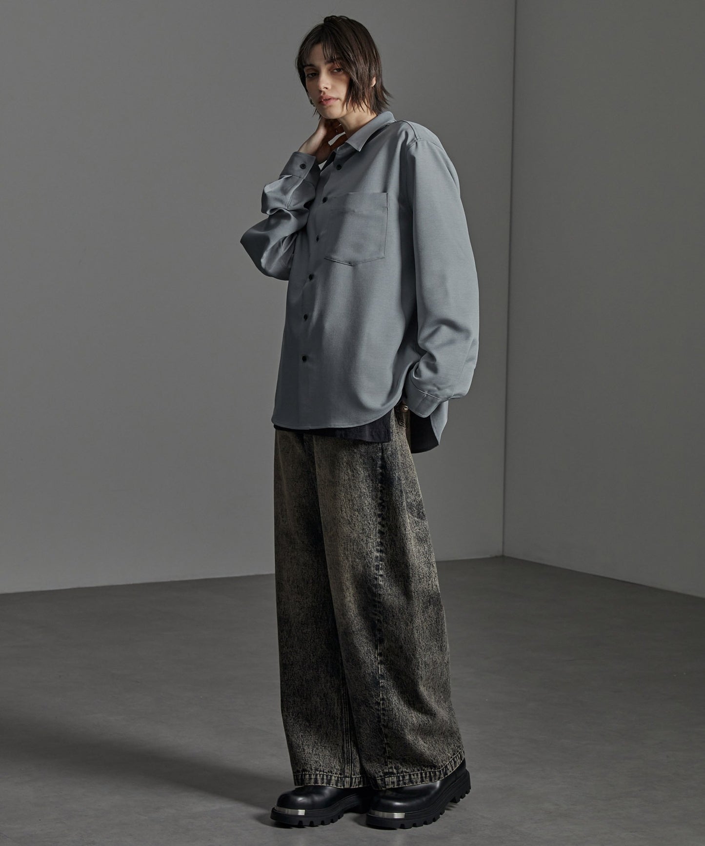 CIYOT-シヨウト- 仿羊毛質感寬鬆經典領襯衫